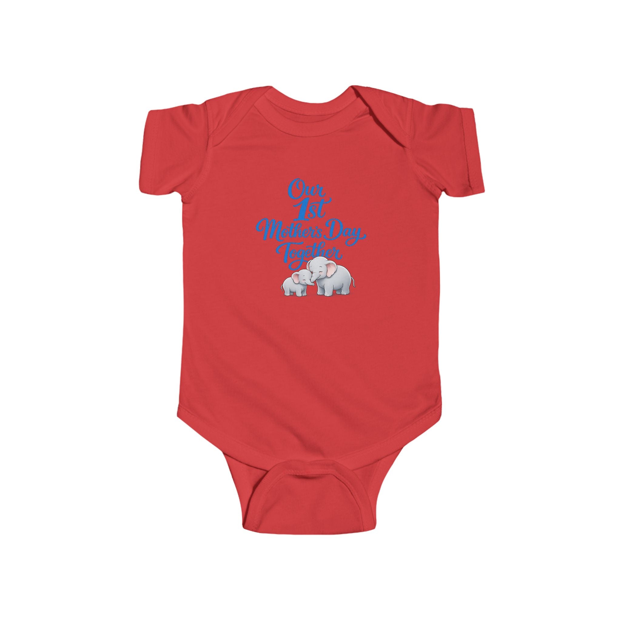 Infant Bodysuit - "Our 1st Mother's Day Together" Blue Elephant Baby Onesie