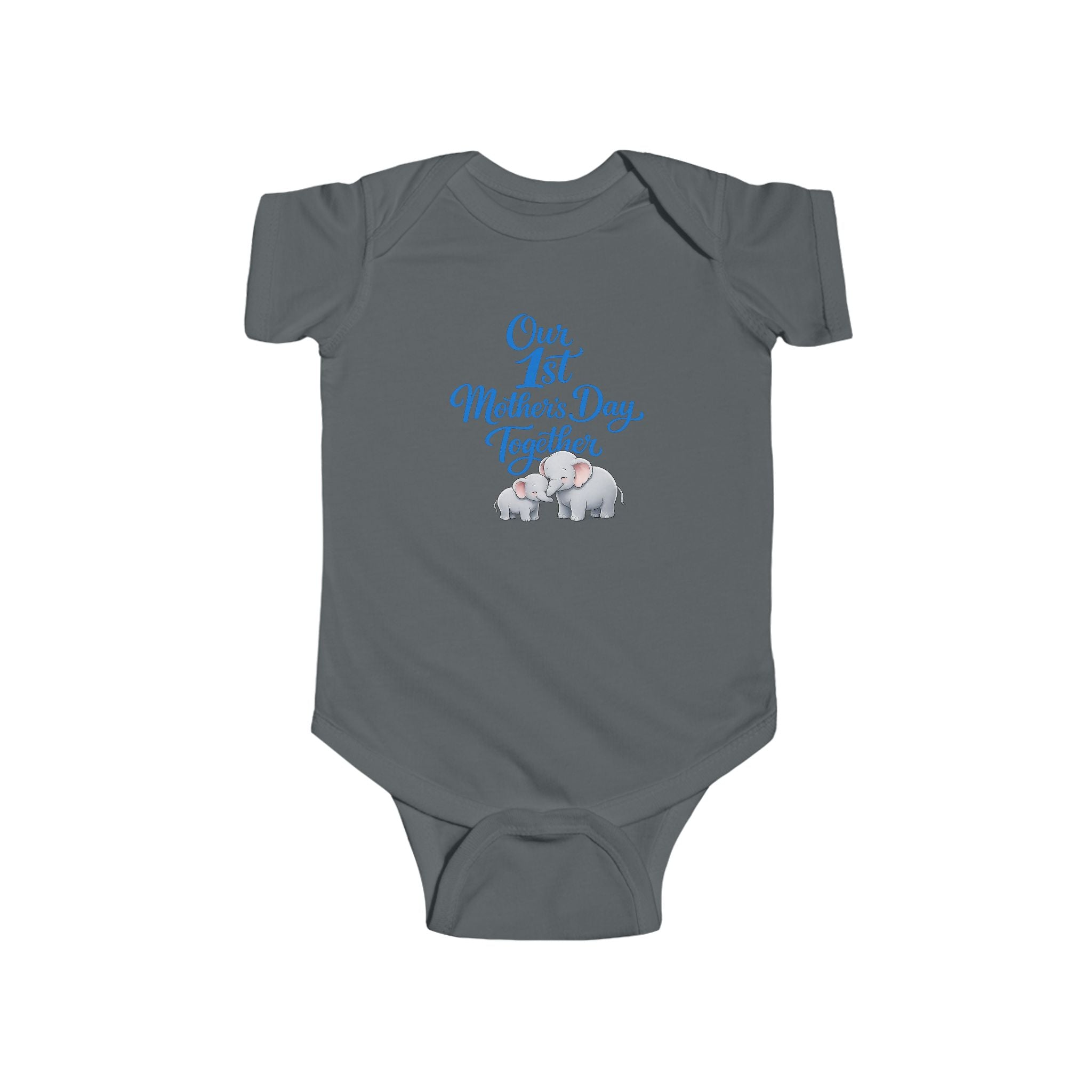 Infant Bodysuit - "Our 1st Mother's Day Together" Blue Elephant Baby Onesie