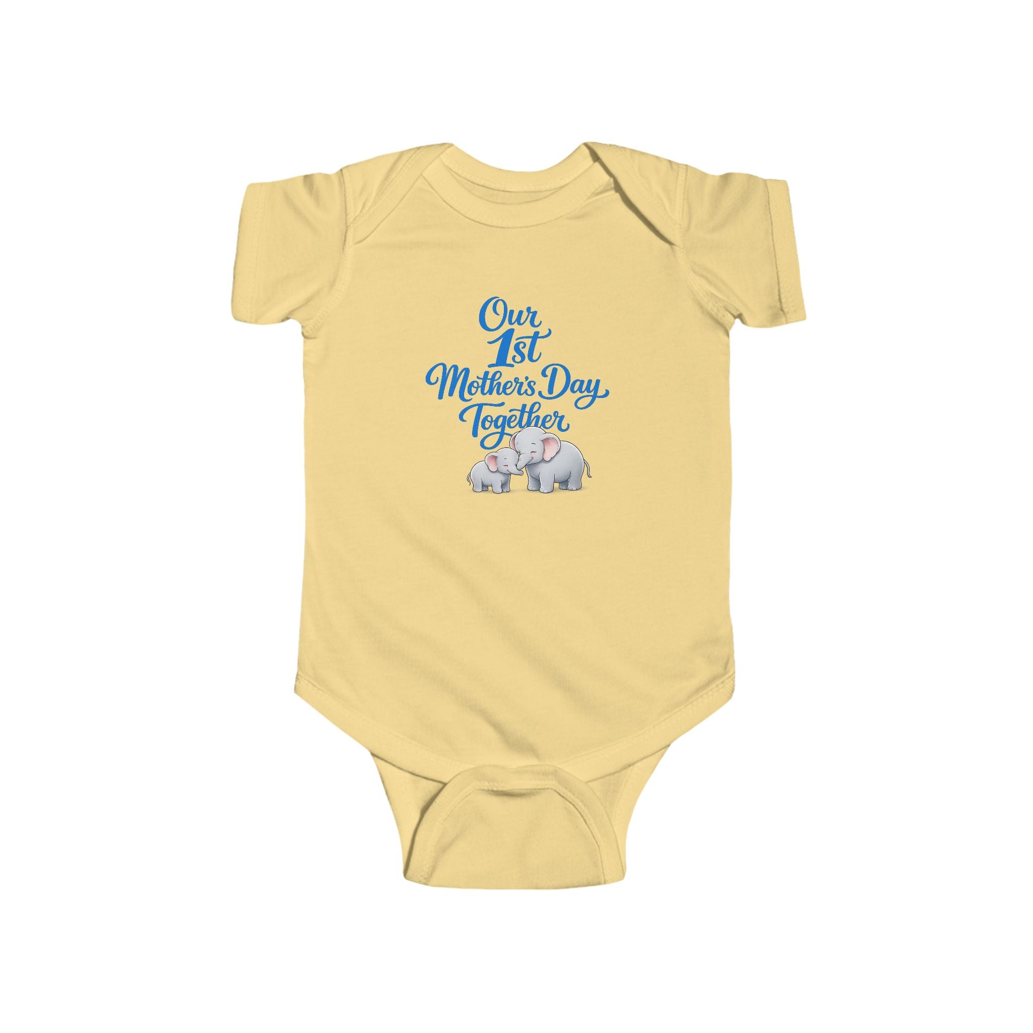 Infant Bodysuit - "Our 1st Mother's Day Together" Blue Elephant Baby Onesie