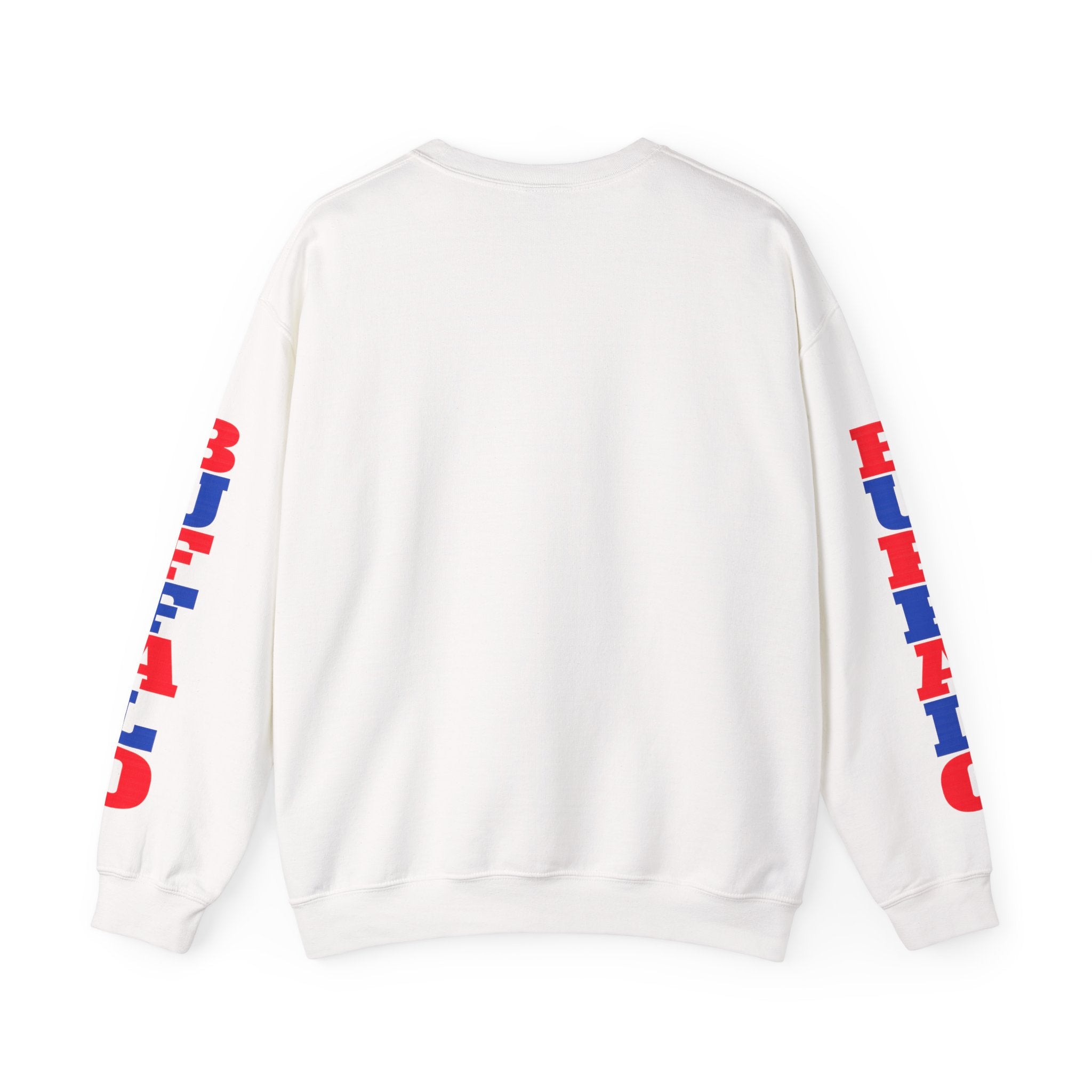 Blue Buffalo Silhouette Buffalo Sweatshirt | Red Blue Sleeve Text