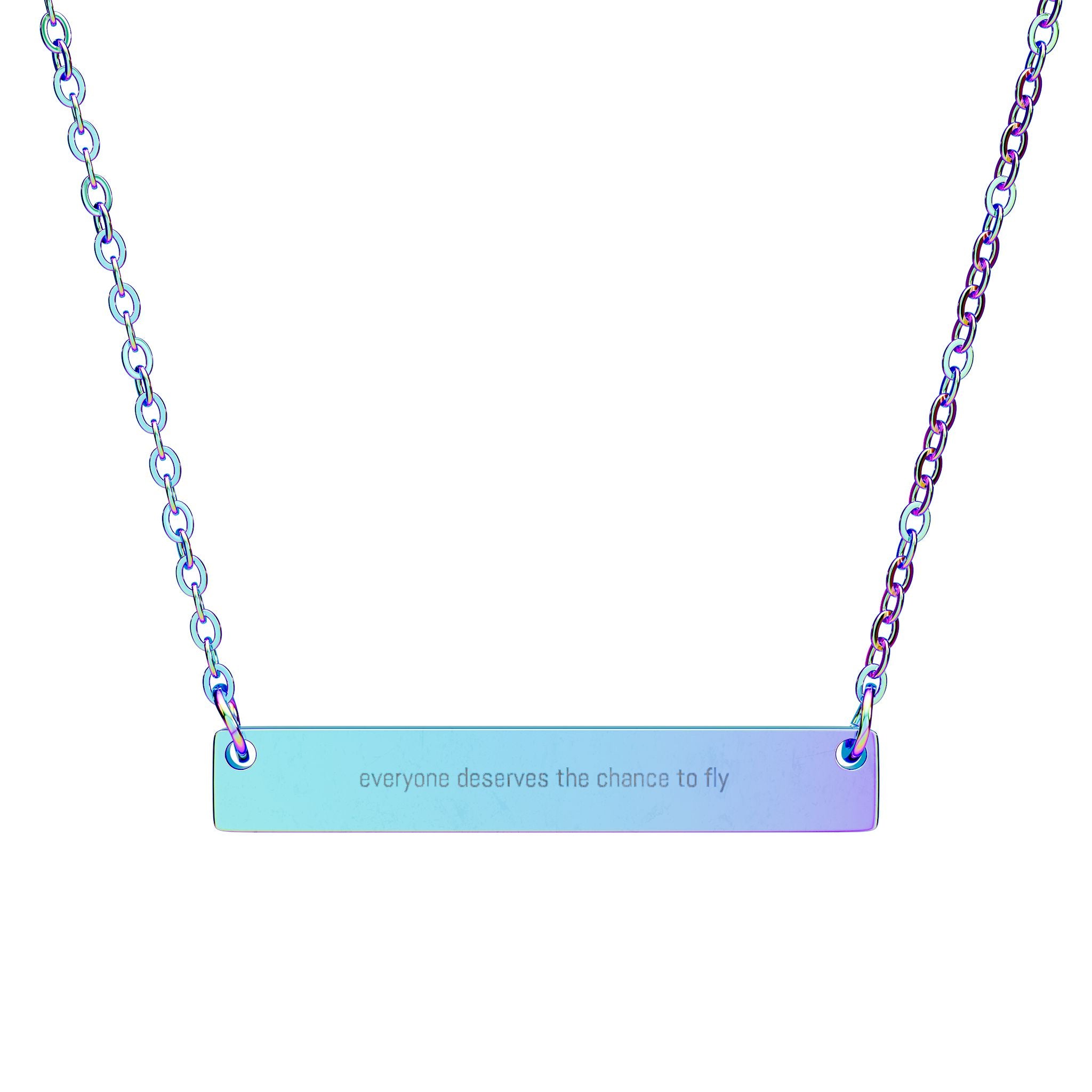 Horizontal Bar Necklace (Engraving)| everyone deserves the chance to fly