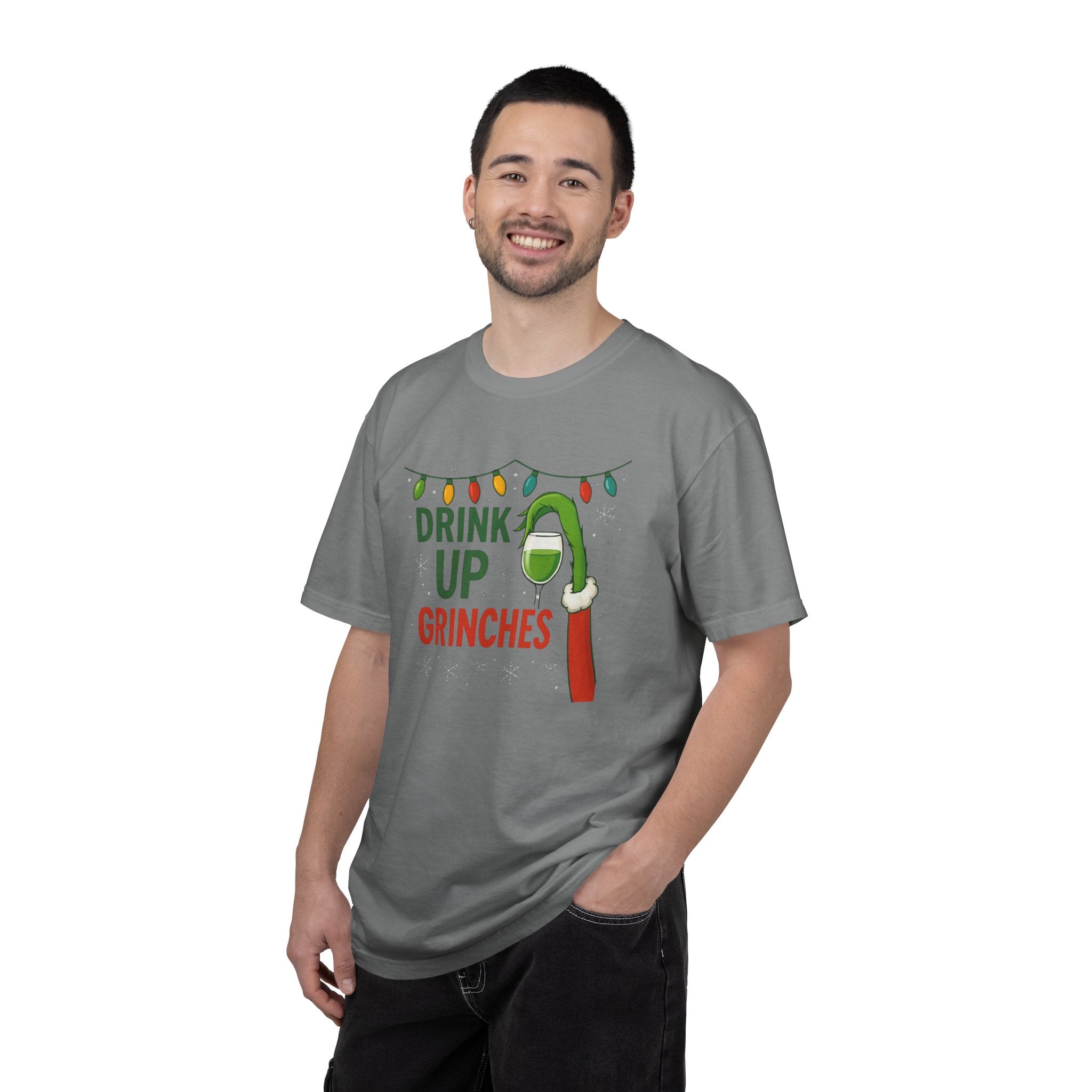 Drink Up Grinches T-Shirt | Grinch Holiday Illustration, Christmas Lights