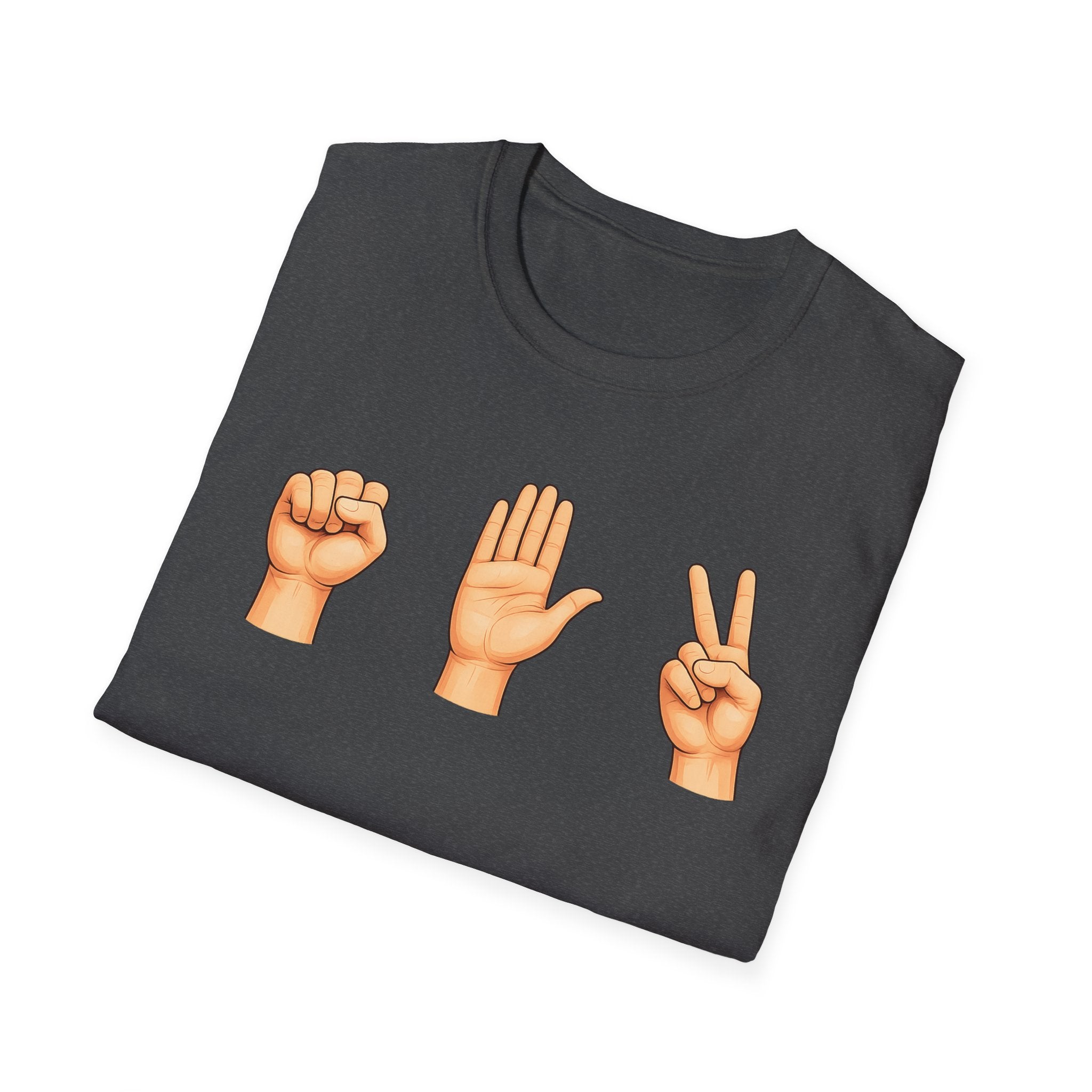 Rock Paper Scissors T-Shirt | Hand Emoji Design, Casual Tee