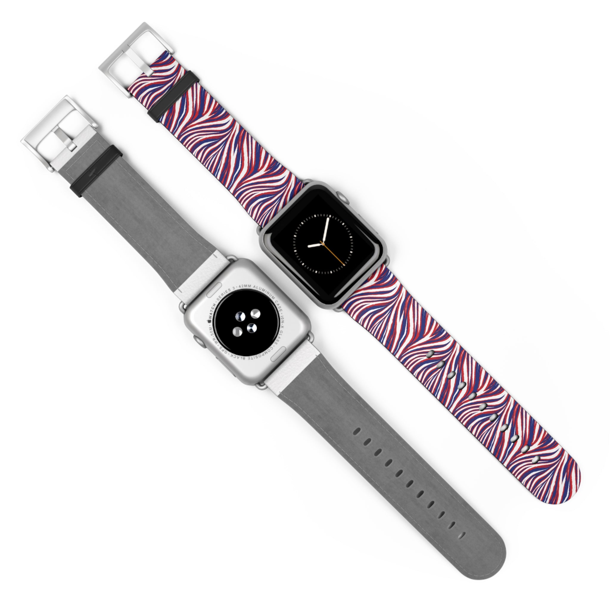 Wavy Red White Blue Pattern Watch Band — Abstract Striped Apple Watch Strap
