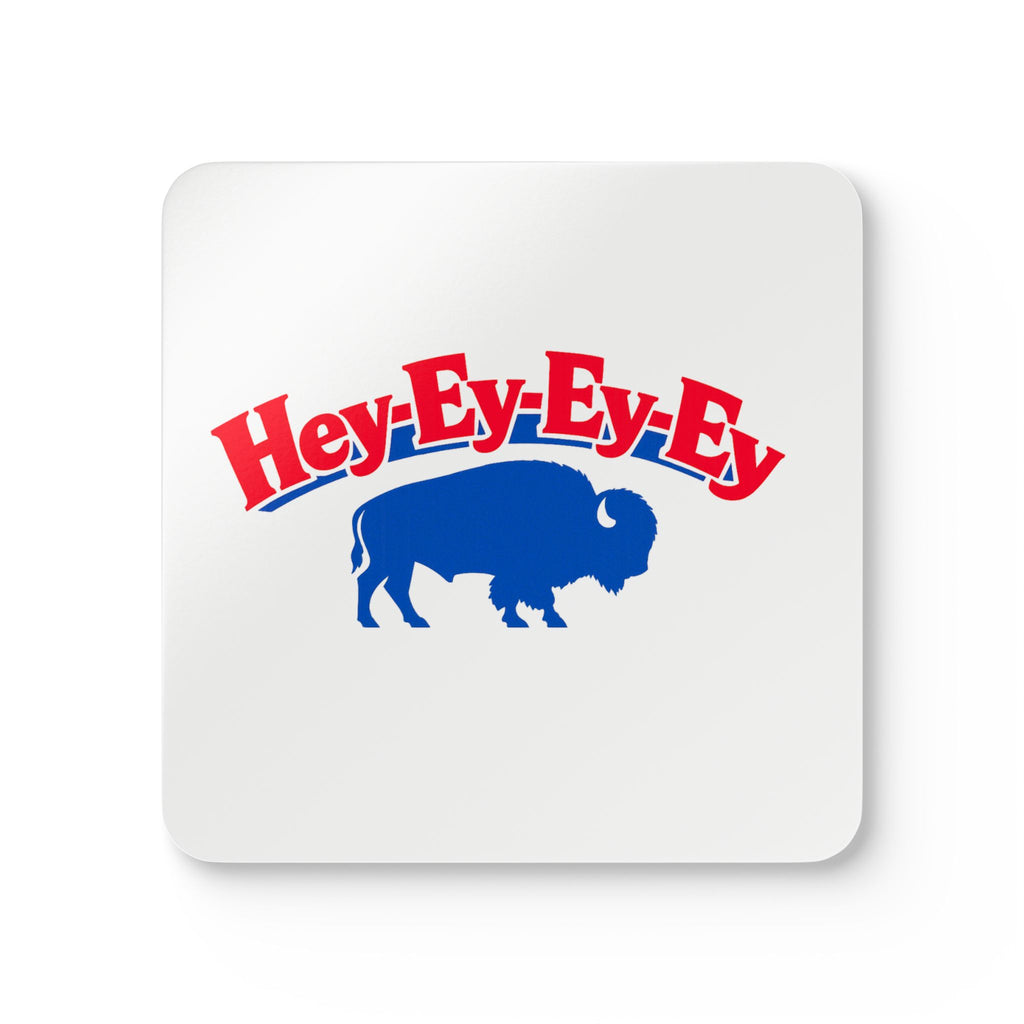 Hey-Ey-Ey Buffalo Cork Wood Coaster Set | Blue Buffalo Drink Coasters