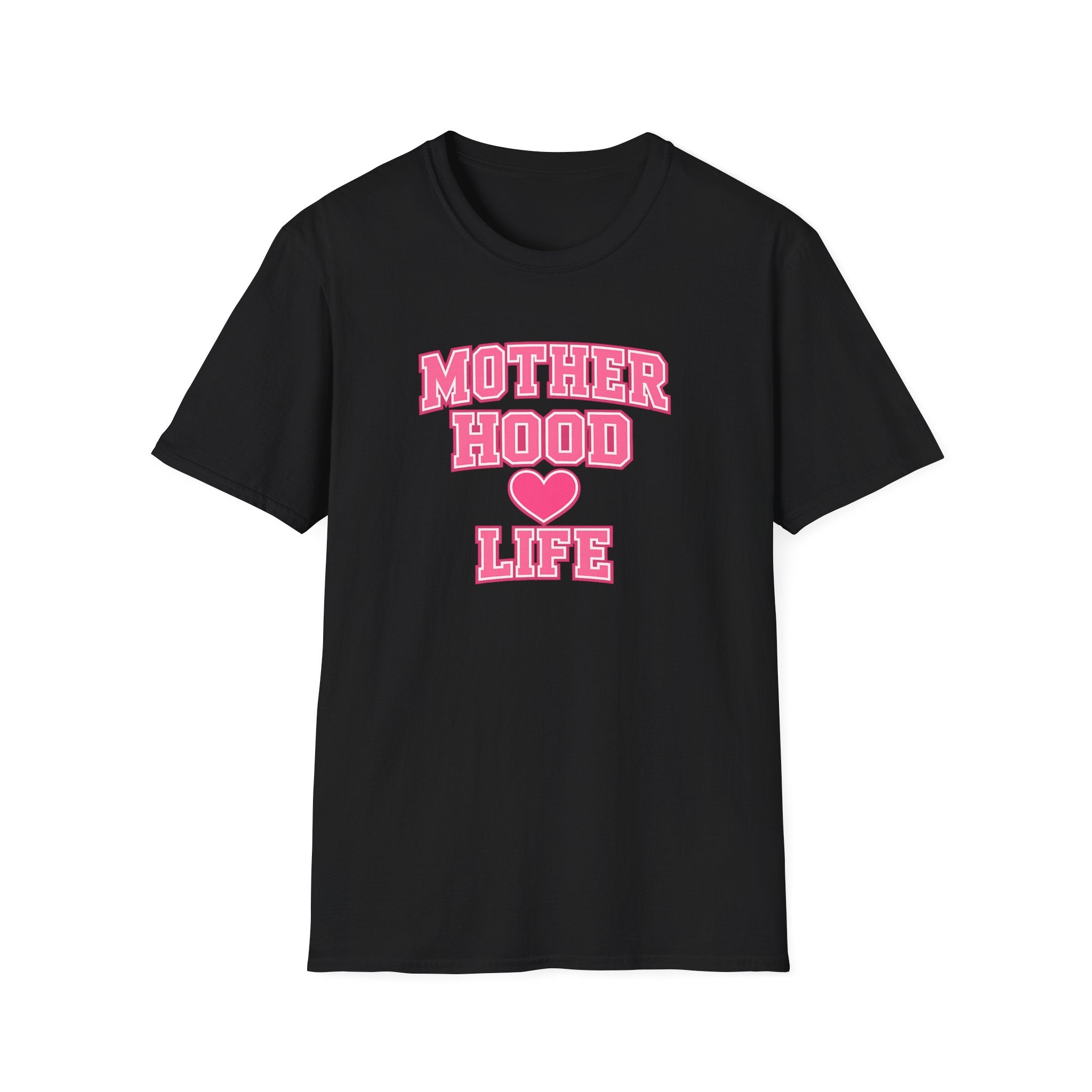 Motherhood Life T-Shirt — Pink Heart Graphic Mom Tee