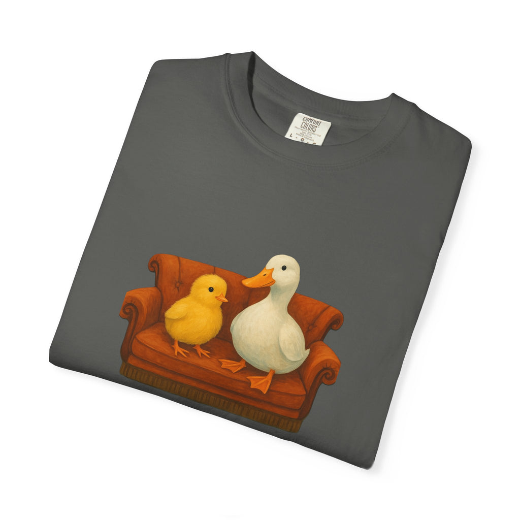 Duck and Chick on Couch T-Shirt | Cute Animal Illustration