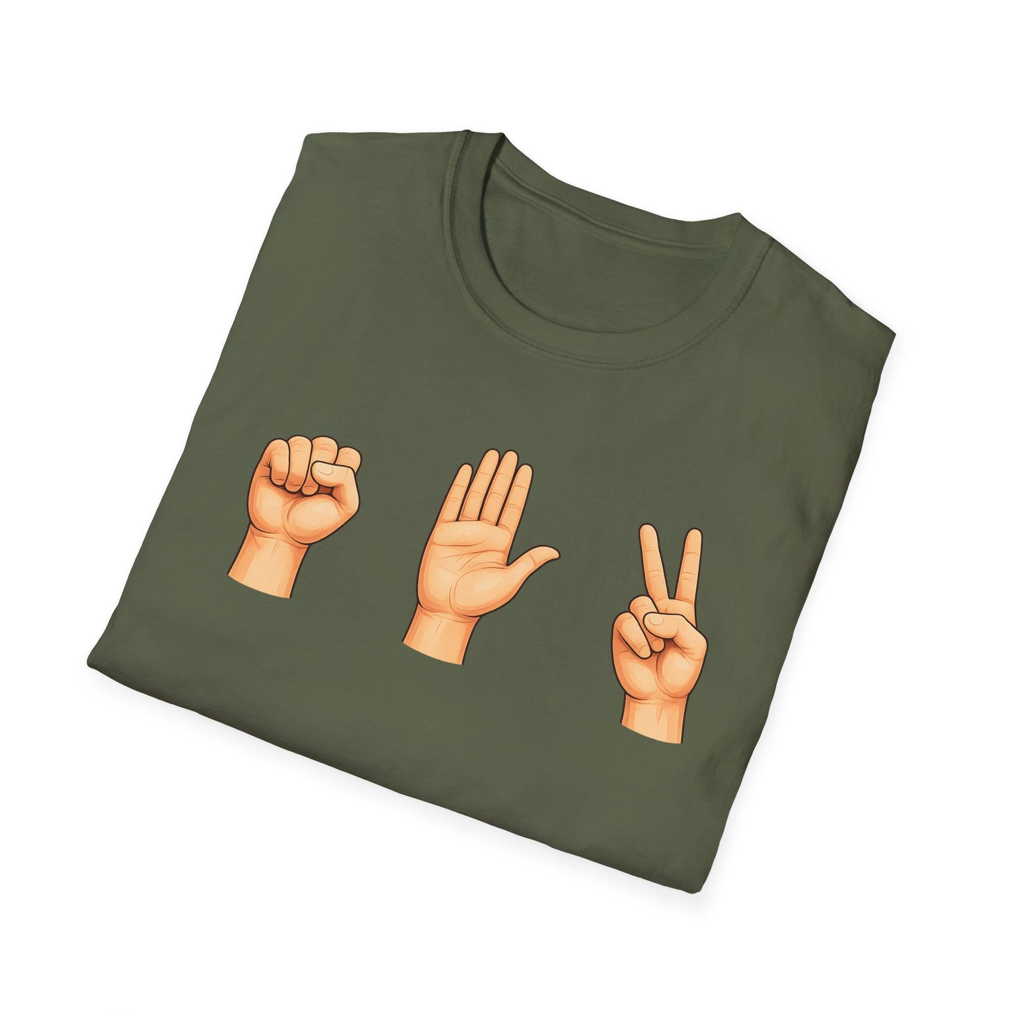 Rock Paper Scissors T-Shirt | Hand Emoji Design, Casual Tee