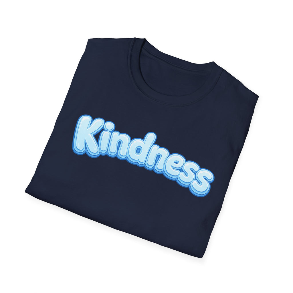 Kindness bubble text T-Shirt | Positive message, pastel blue lettering