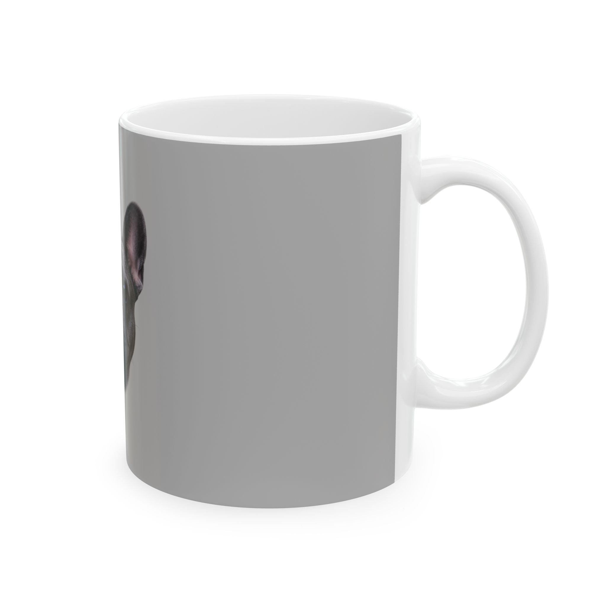French Bulldog Face Mug | Grey Ceramic Coffee Cup
