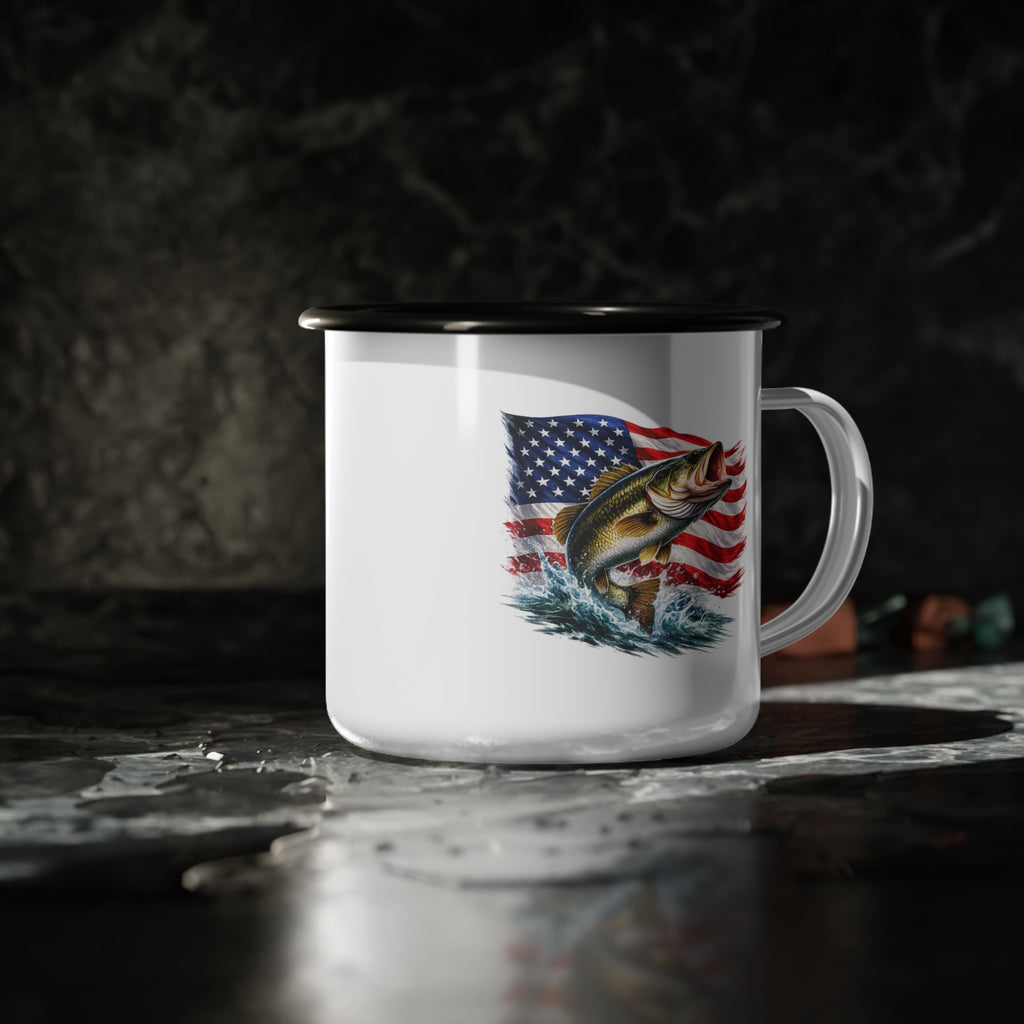 American Flag Camper Enamel Camp Cup – Patriotic Outdoor Coffee Mug