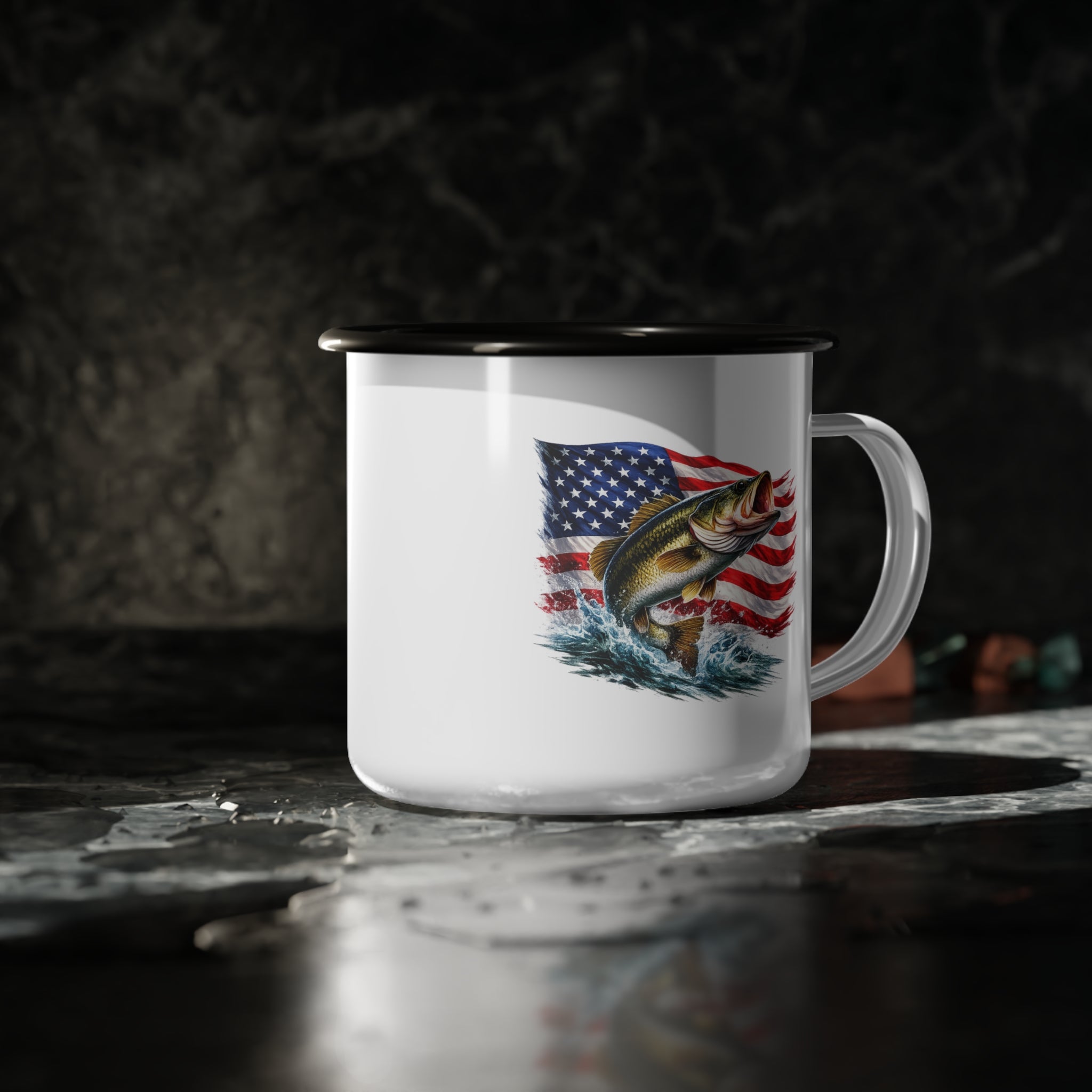 American Flag Camper Enamel Camp Cup – Patriotic Outdoor Coffee Mug
