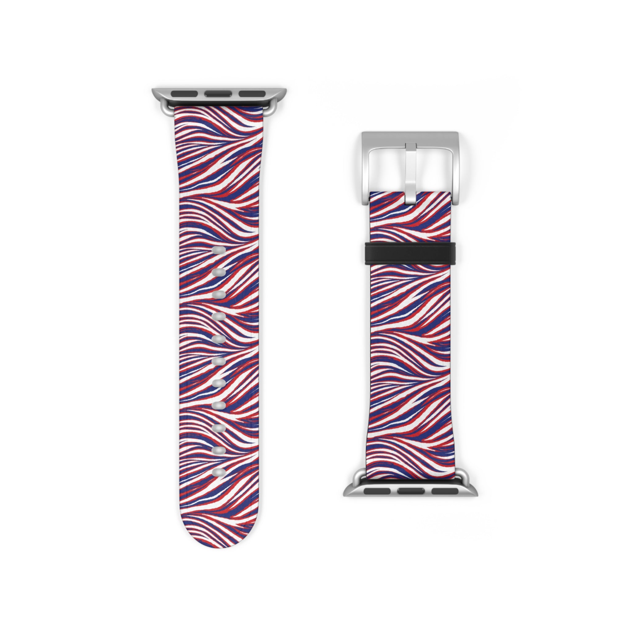 Wavy Red White Blue Pattern Watch Band — Abstract Striped Apple Watch Strap