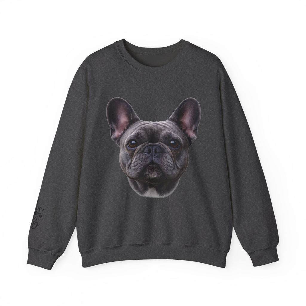 Black French Bulldog Face Sweatshirt | Frenchie Portrait Crewneck