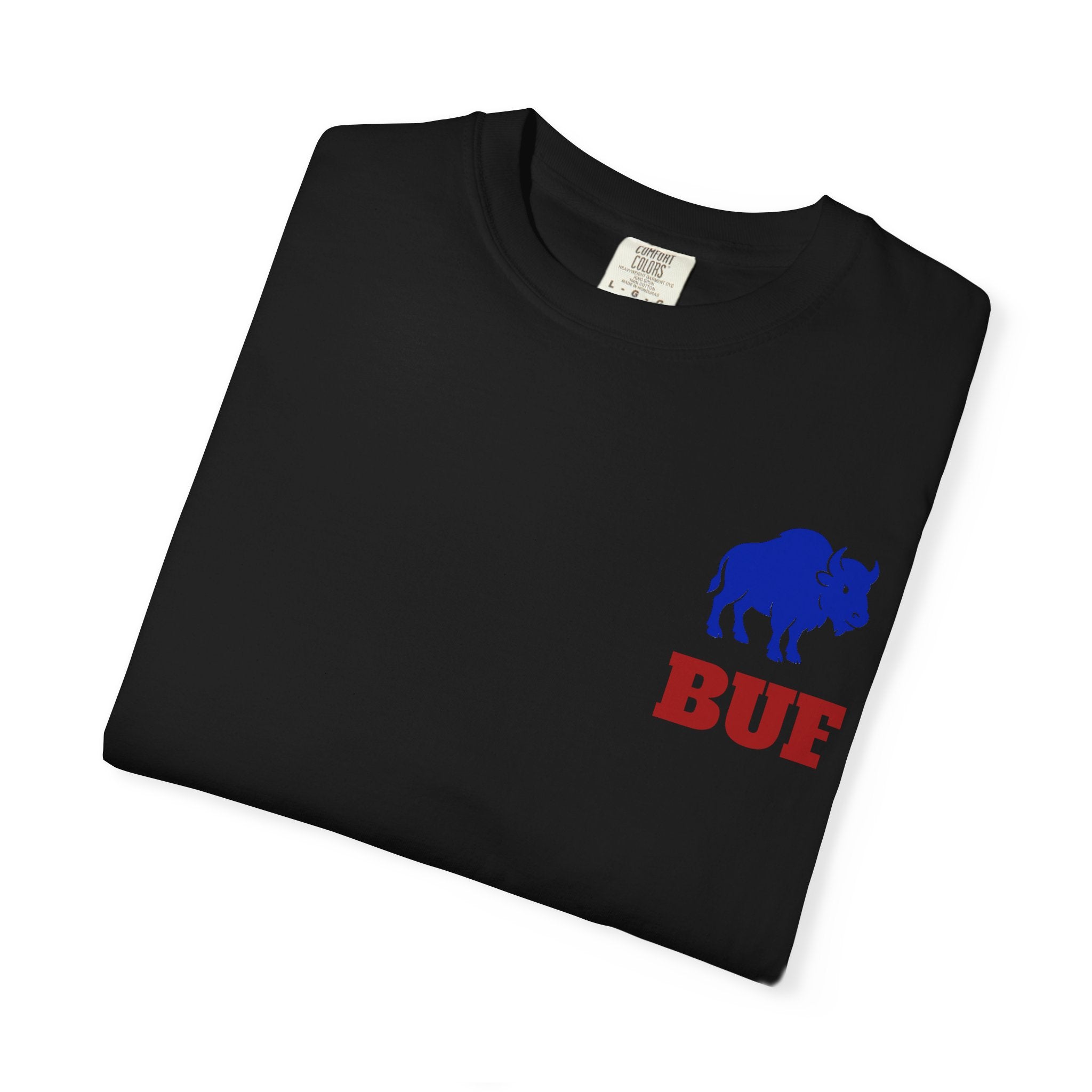 Buffalo Logo BUF, T-Shirt | Blue Buffalo Silhouette with Red Text