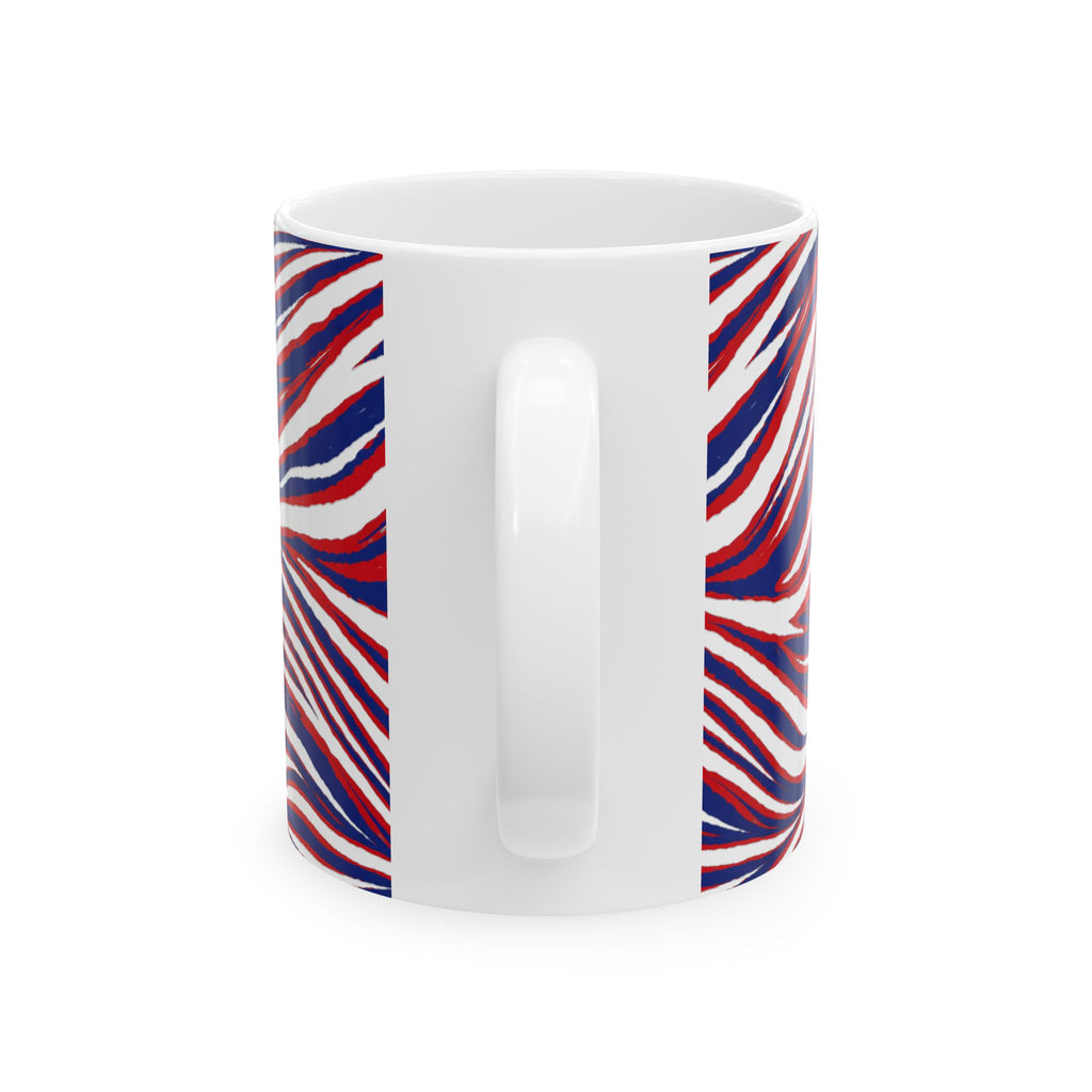 Buffalo Red White Blue Abstract Wave Mug | Ceramic Coffee Mug