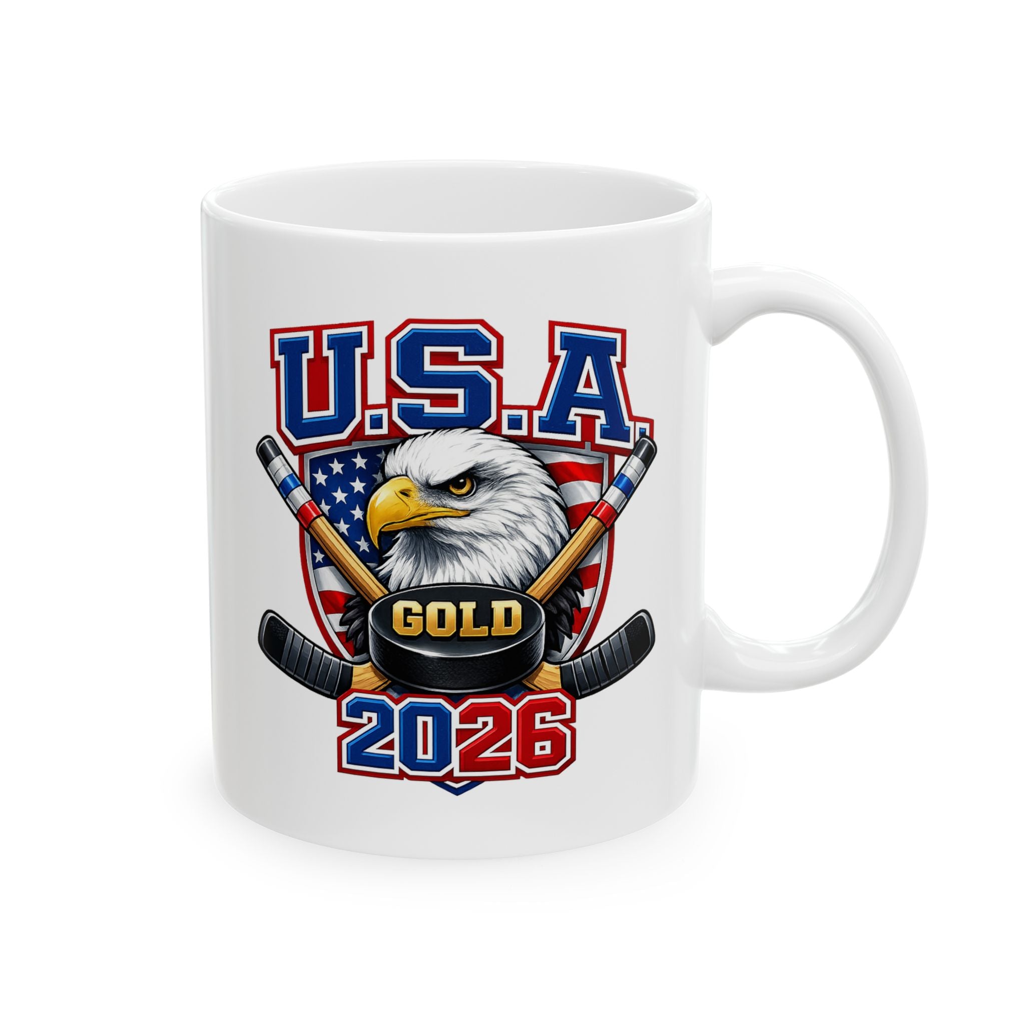 USA Hockey Ceramic Mug — Patriotic Ice Hockey Coffee Cup (11oz, 15oz)