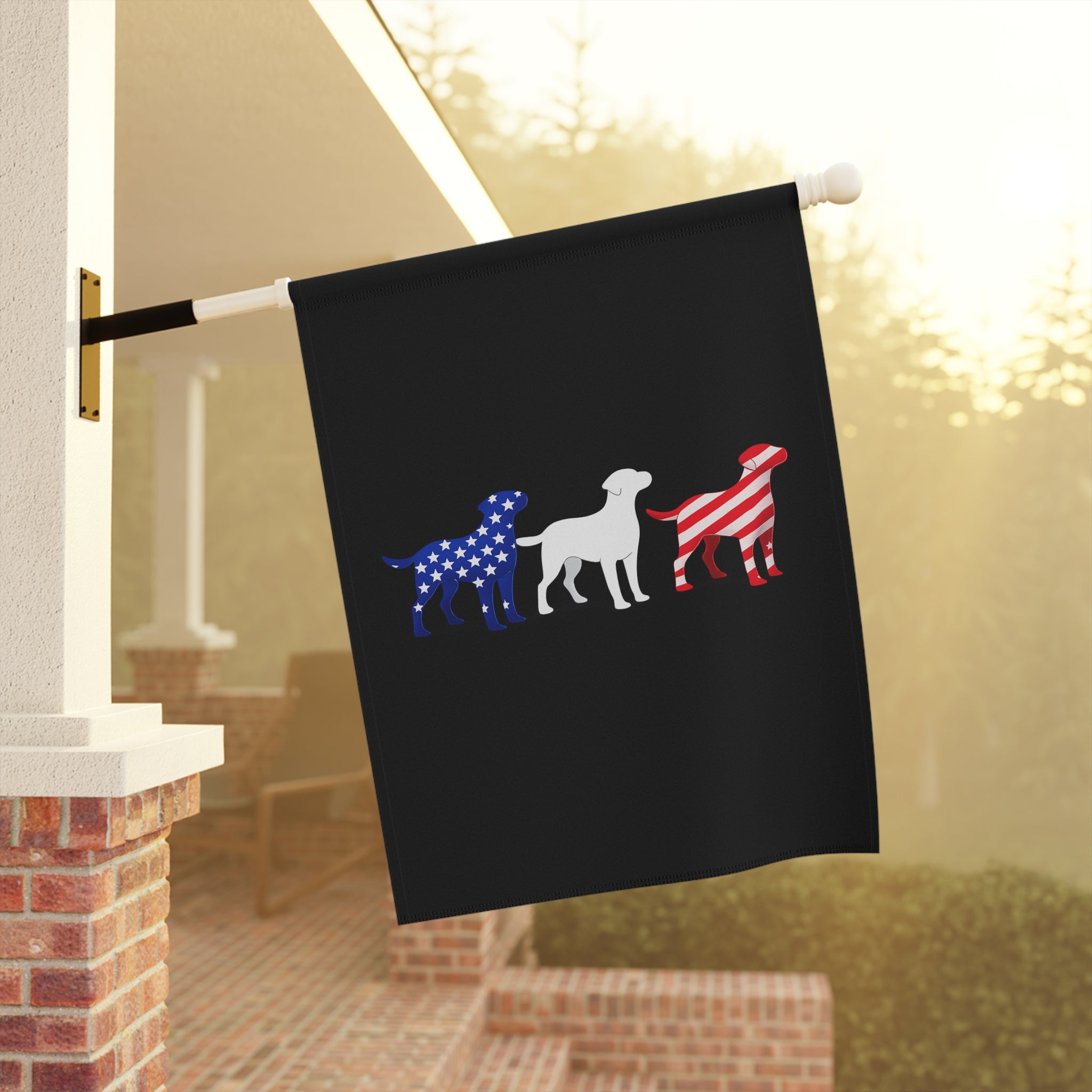 Patriotic Labrador Trio Garden Flag | House Banner