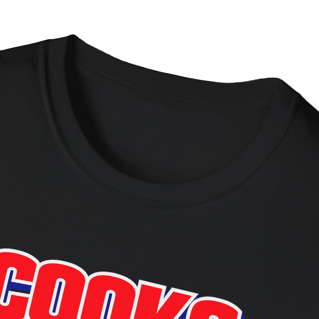 Cooks Caught It T-Shirt | Bold Red Blue Retro Typography