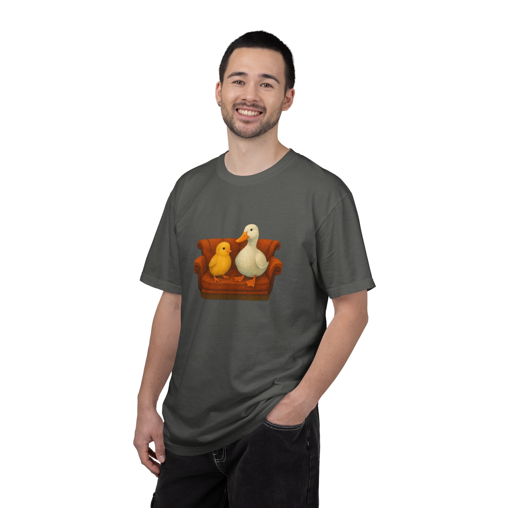 Duck and Chick on Couch T-Shirt | Cute Animal Illustration