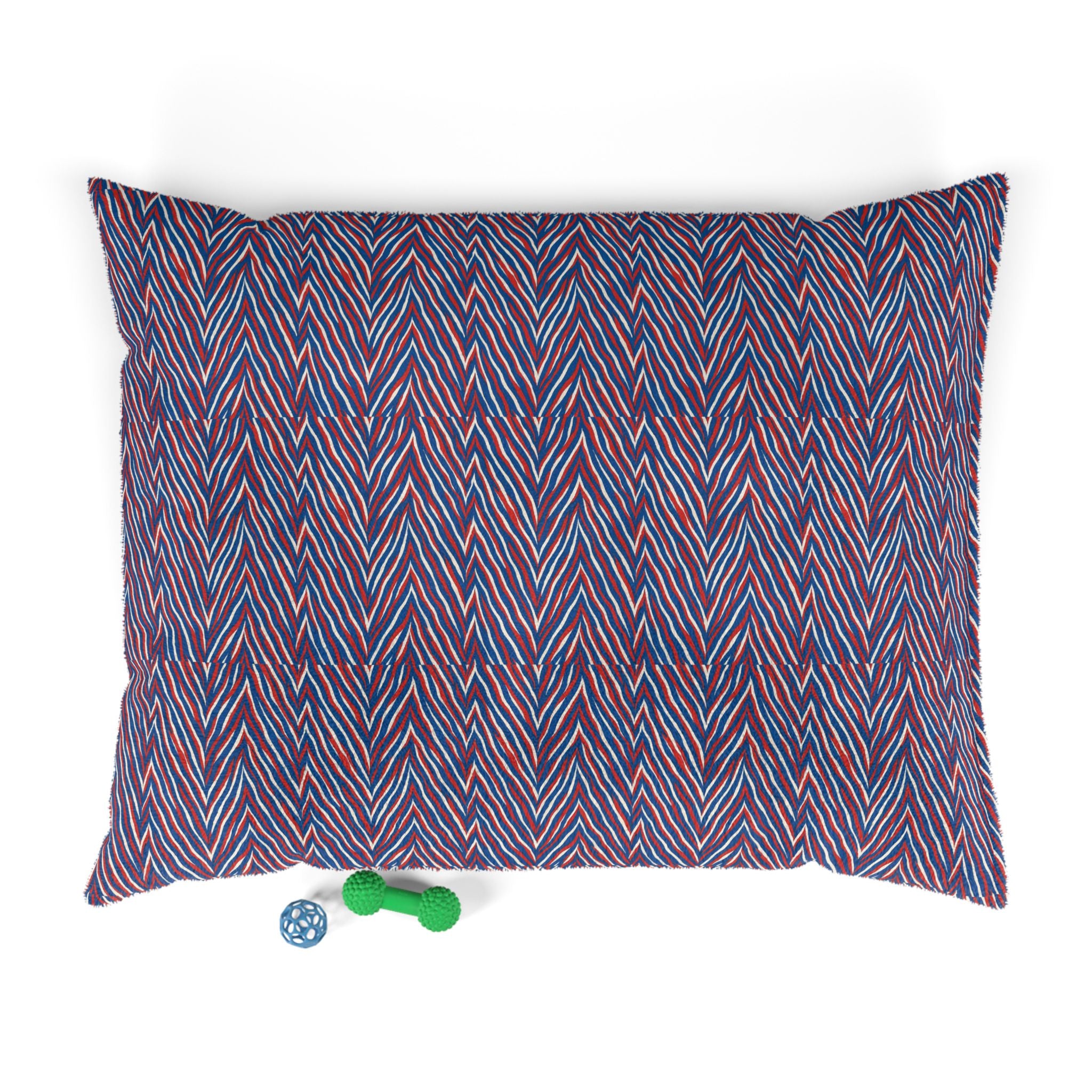 Red Blue Chevron Pattern Pet Bed | Striped Zigzag Dog Cushion