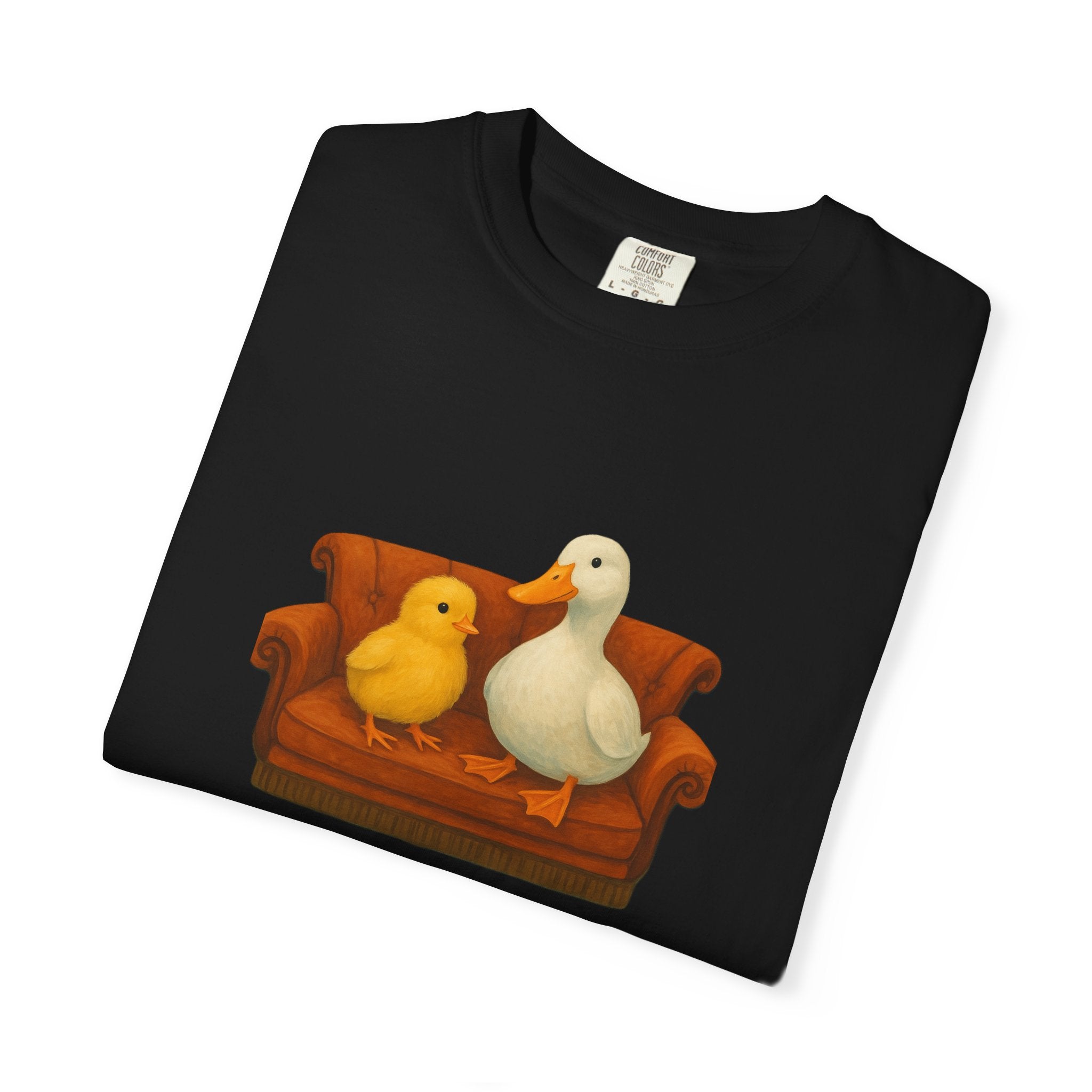 Duck and Chick on Couch T-Shirt | Cute Animal Illustration