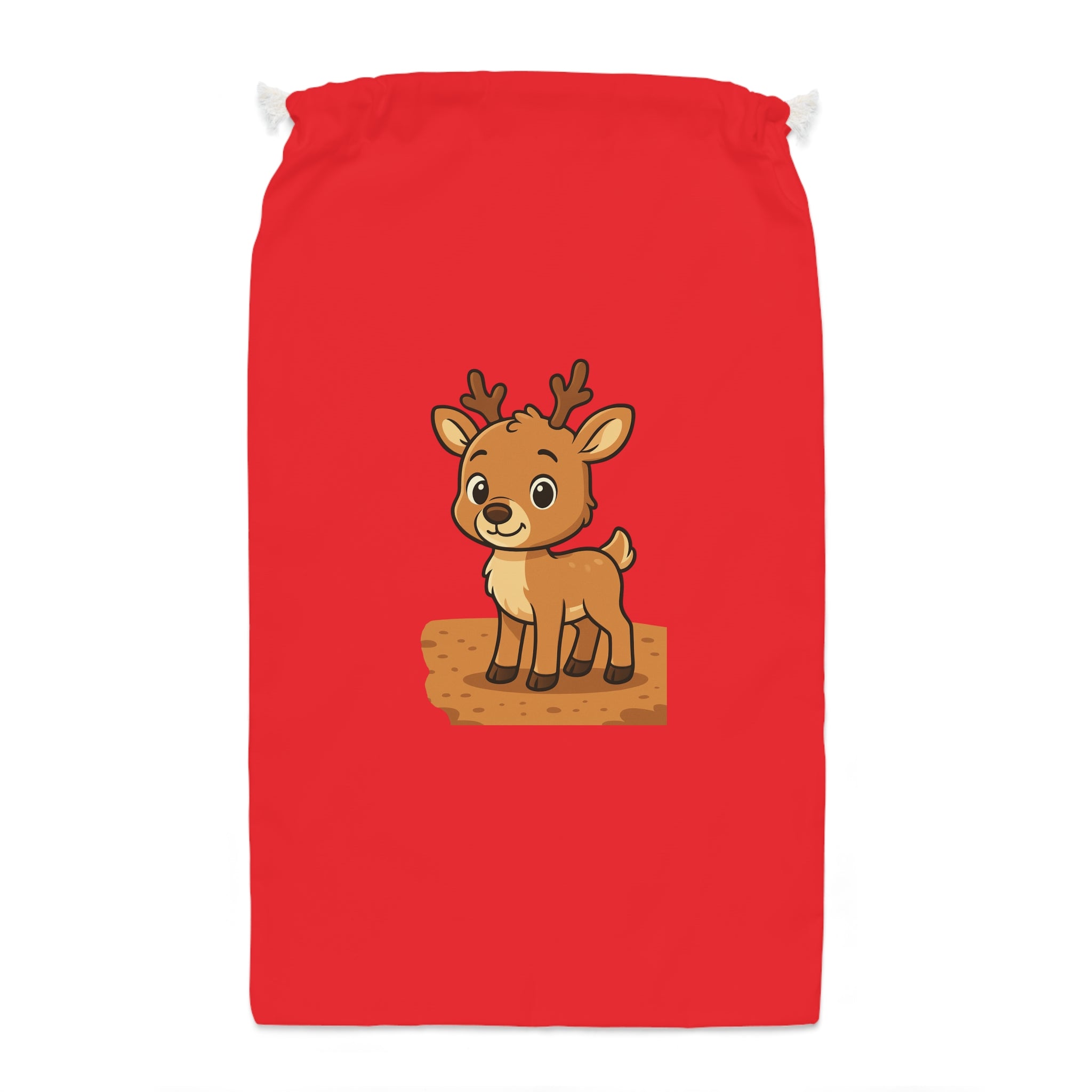 Cute Cartoon Reindeer Sack | Holiday Santa Gift Bag