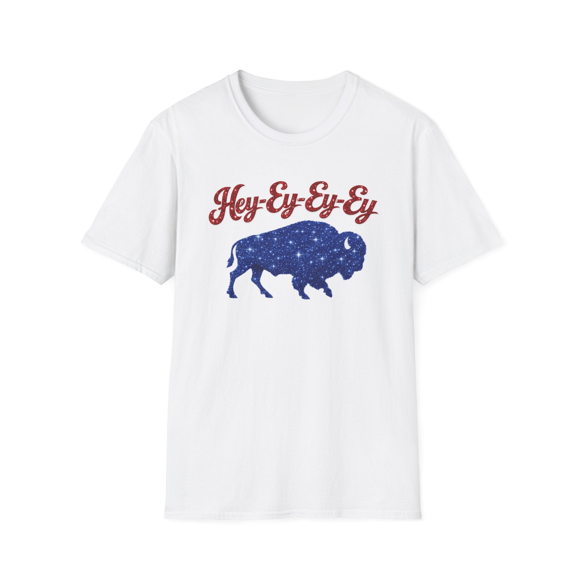 Hey Ey Ey Ey Buffalo T-Shirt | Blue Buffalo Silhouette, Retro Script