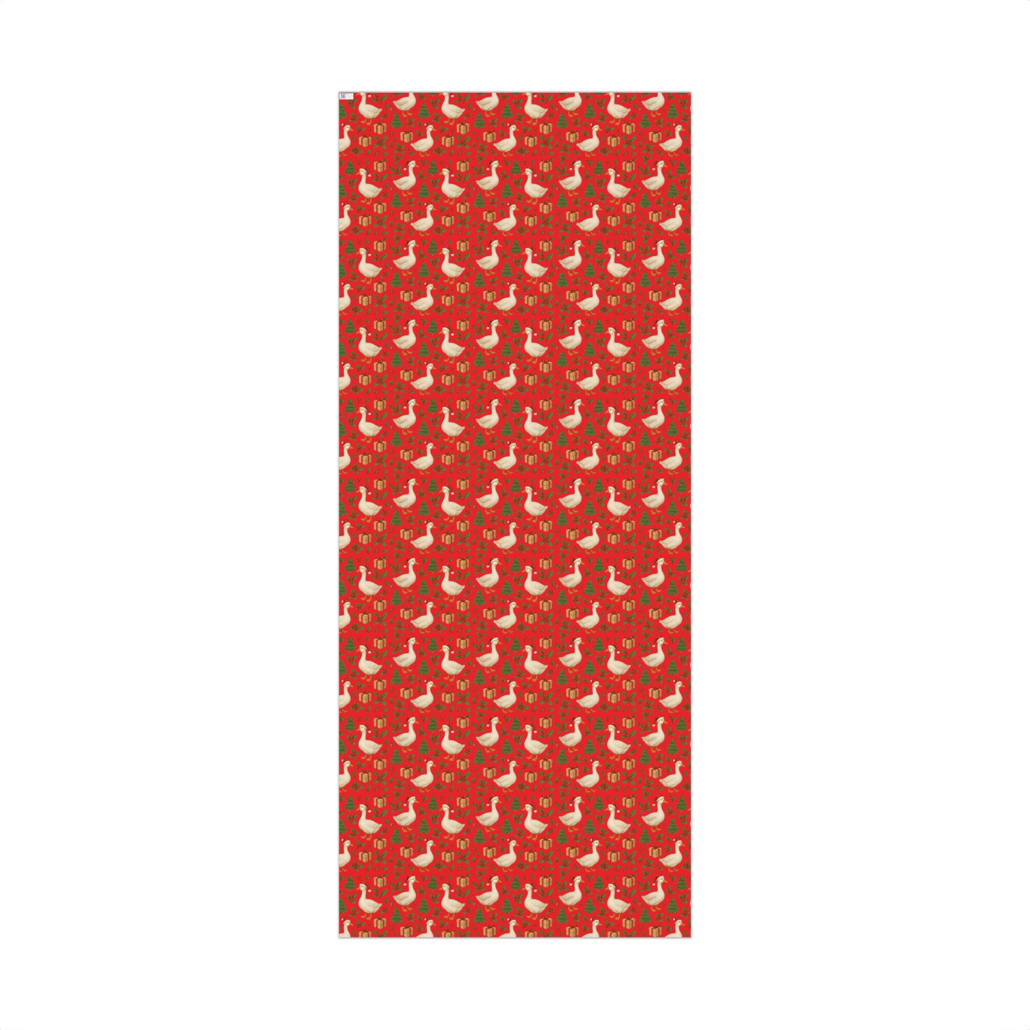 Christmas Geese Gift Wrap Paper | Holiday Duck Pattern Wrapping Paper