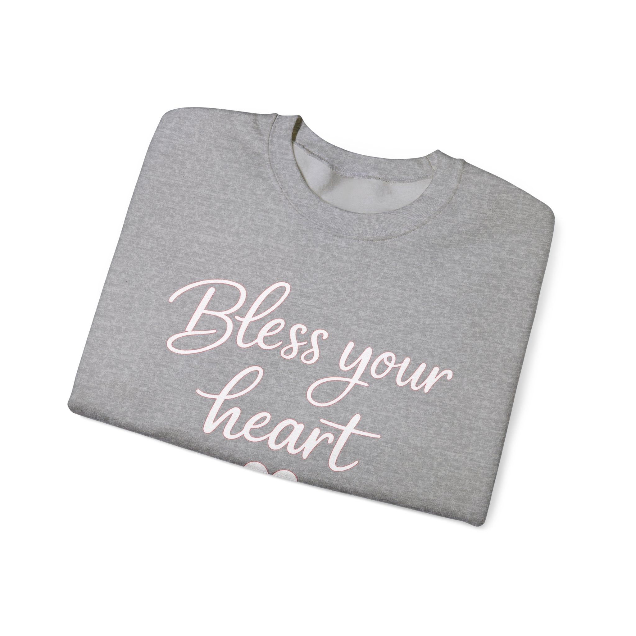 Bless Your Heart crewneck sweatshirt | Script text with heart design