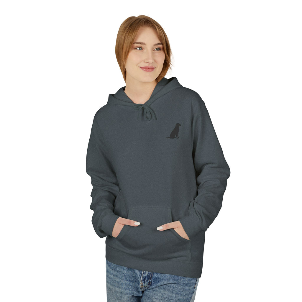 Sitting Labrador Dog Hoodie | Minimal Small Dog Silhouette, White Pullover