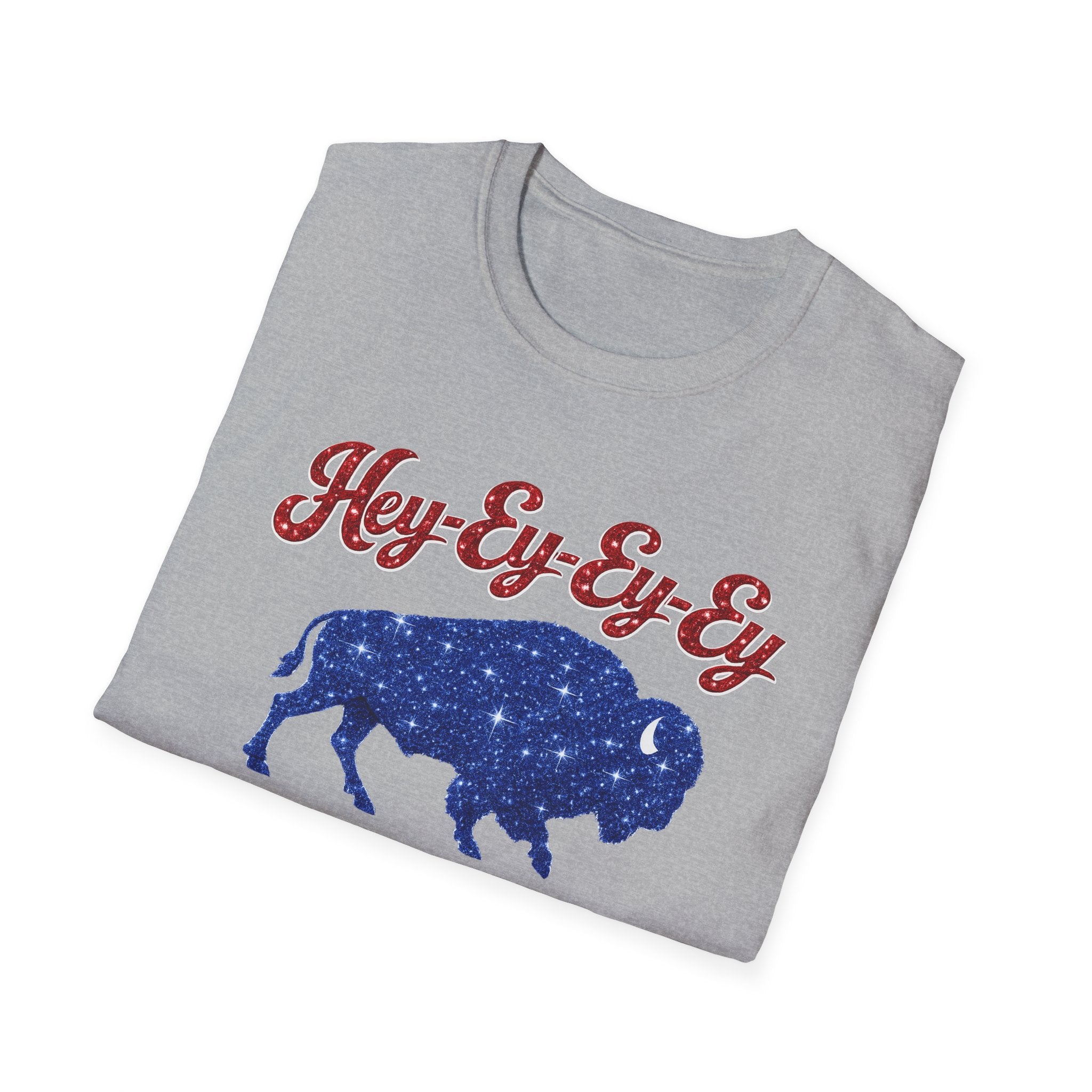 Hey Ey Ey Ey Buffalo T-Shirt | Blue Buffalo Silhouette, Retro Script