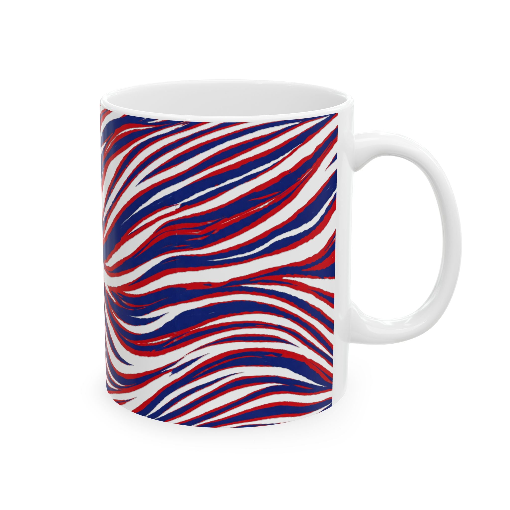 Buffalo Red White Blue Abstract Wave Mug | Ceramic Coffee Mug