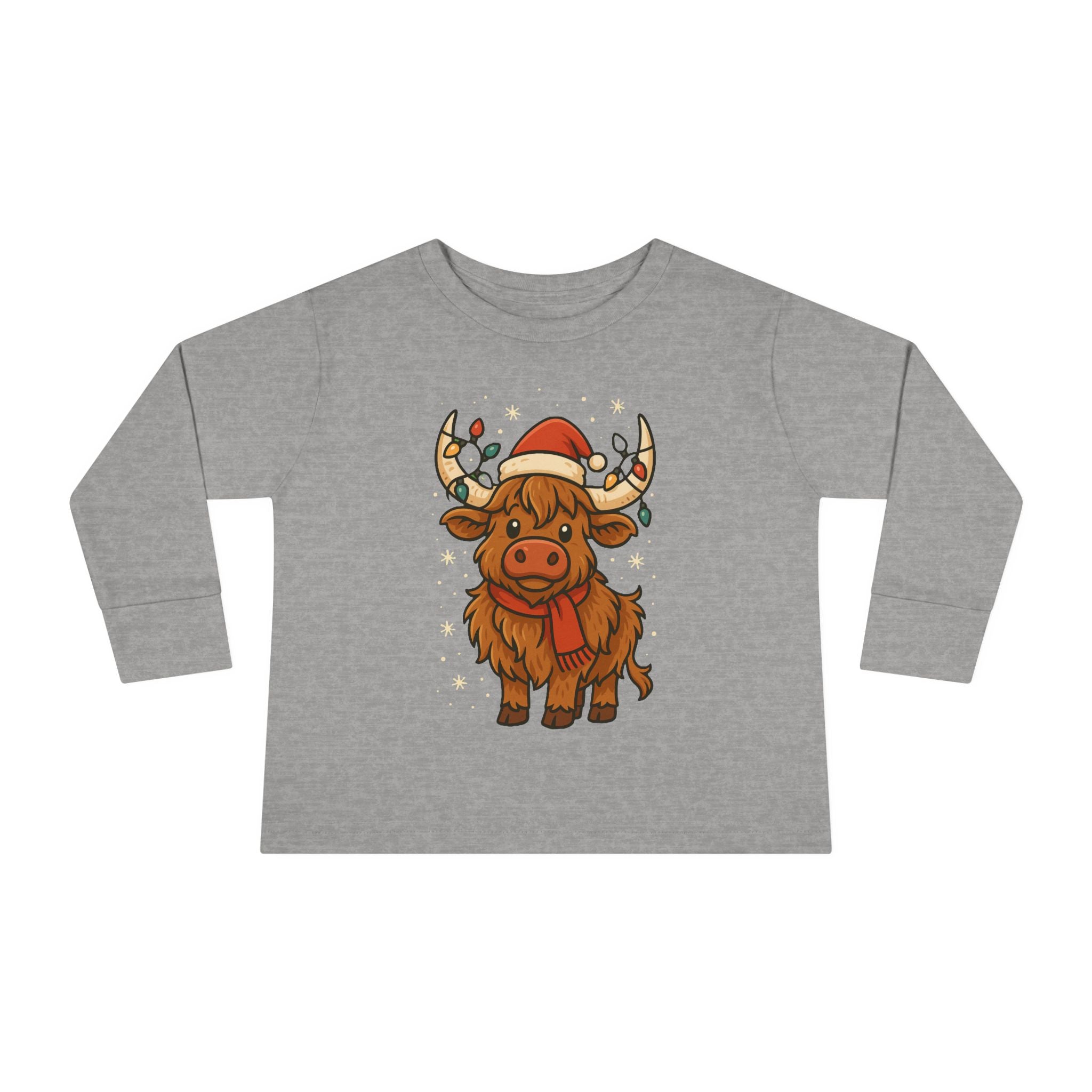 Highland Cow in Santa Hat Toddler Tee | Christmas