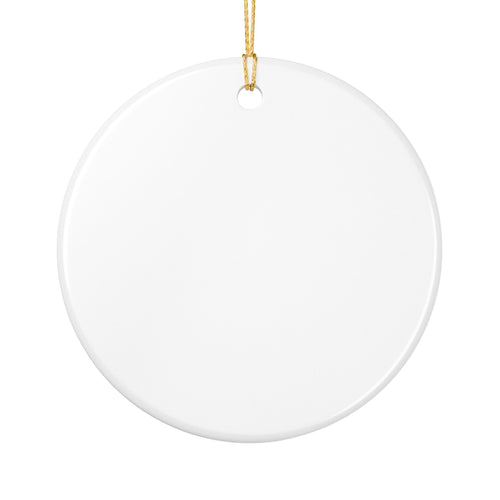 Blue Baby Buffalo in Santa Hat Ornament | Ceramic Christmas Ornament