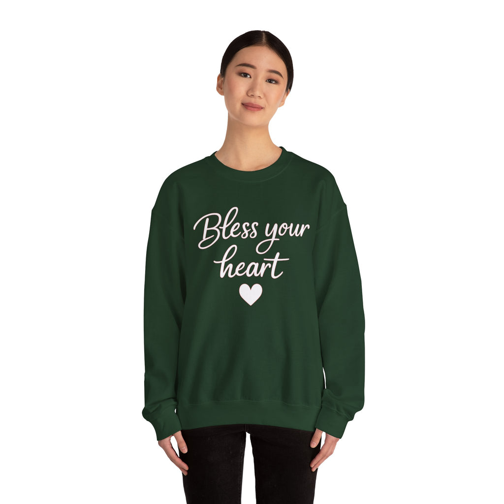 Bless Your Heart crewneck sweatshirt | Script text with heart design