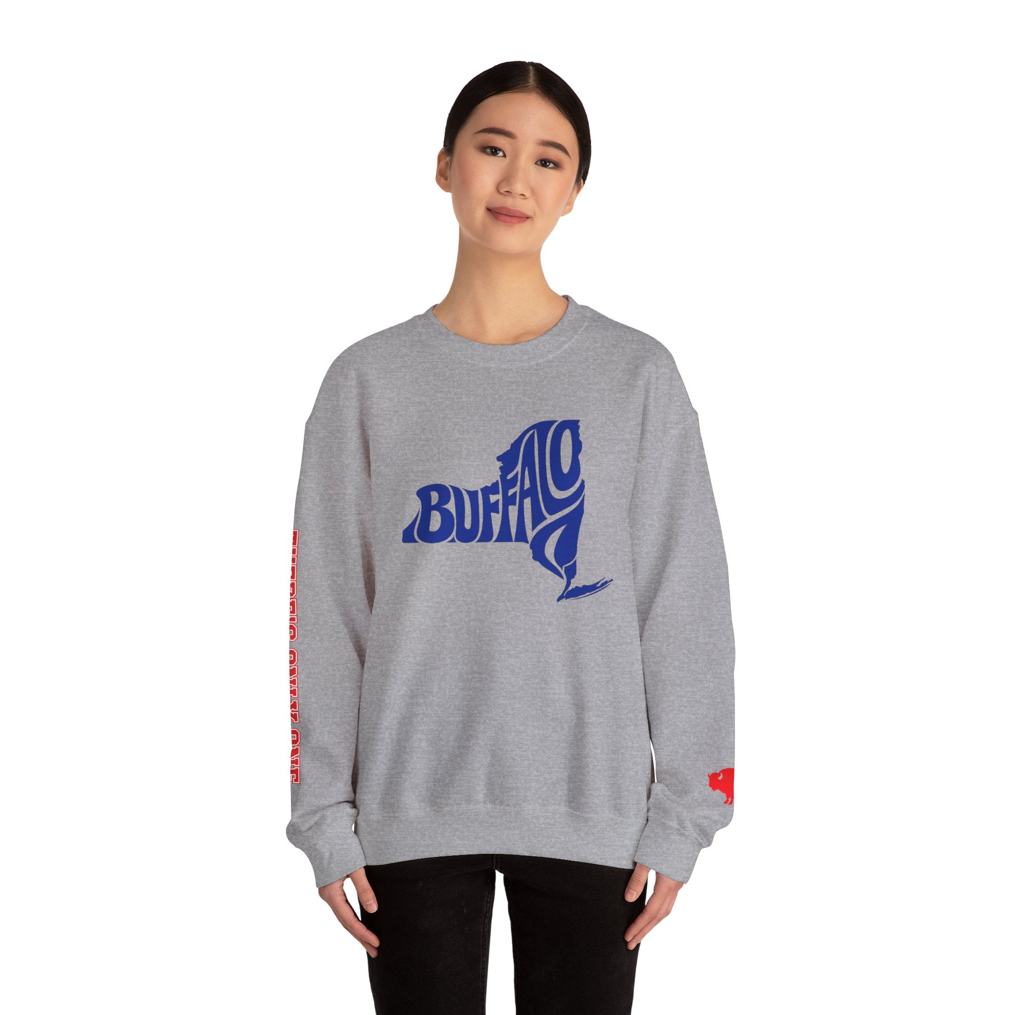 There's Only One NY team Buffalo outline script Crewneck | NY map sweatshirt