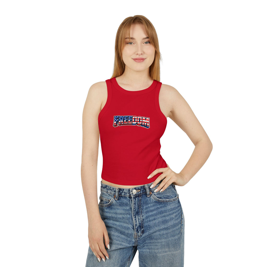 Freedom Graphic Racer Tank — Patriotic USA Flag Design