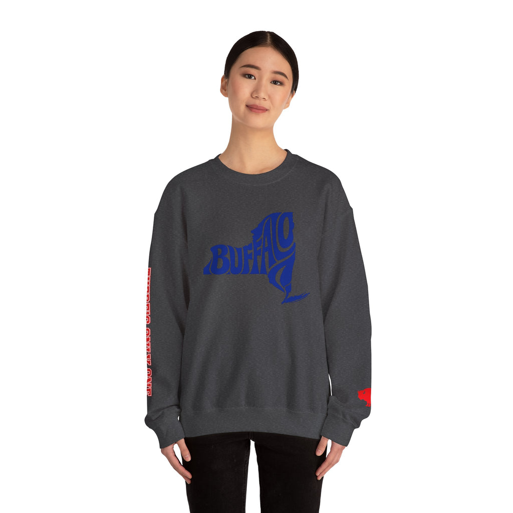 There's Only One NY team Buffalo outline script Crewneck | NY map sweatshirt