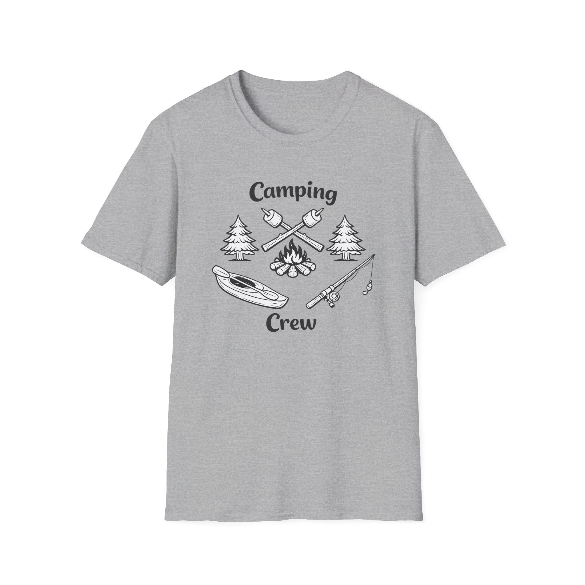 Camping Crew T-Shirt | Camping Icons, Kayak, Campfire, Fishing