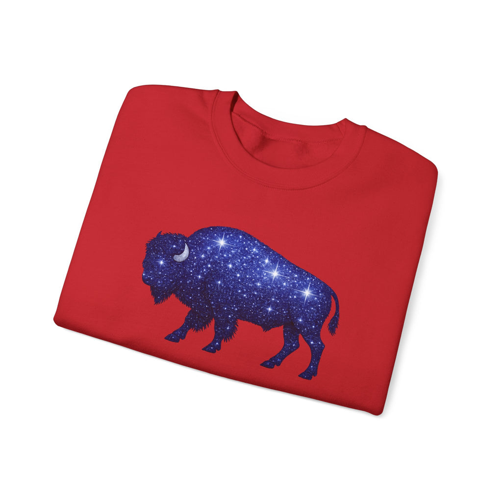 Starry Buffalo Crewneck Sweatshirt | Galaxy Bison Silhouette