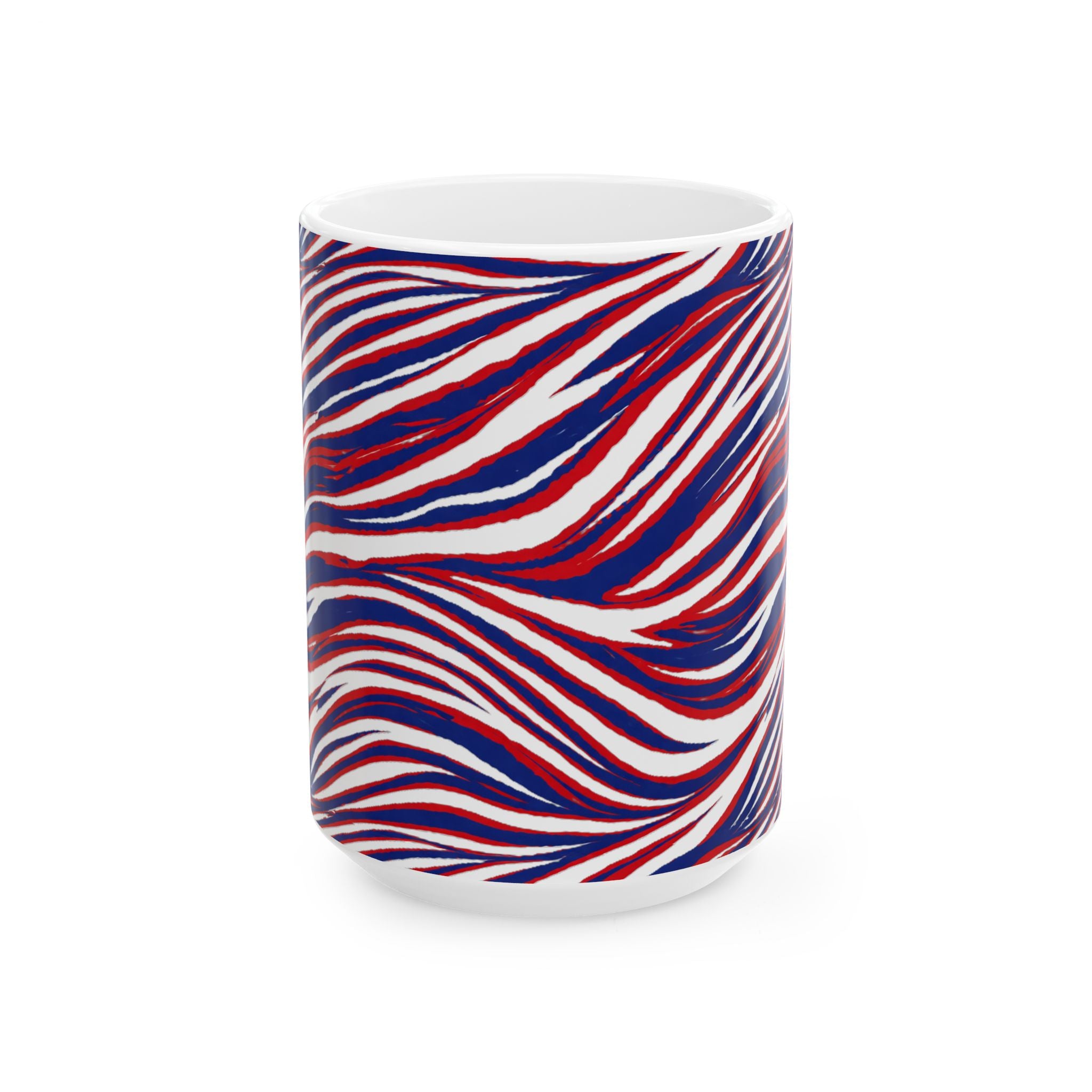 Buffalo Red White Blue Abstract Wave Mug | Ceramic Coffee Mug