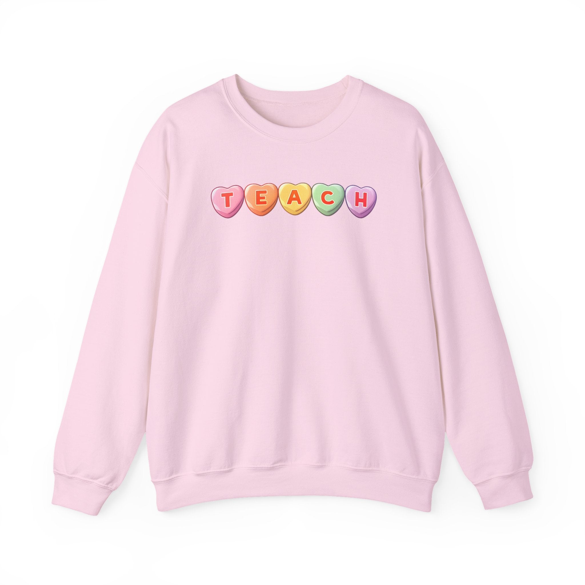 Teach Candy Hearts Crewneck Sweatshirt | Teacher Valentine Shirt