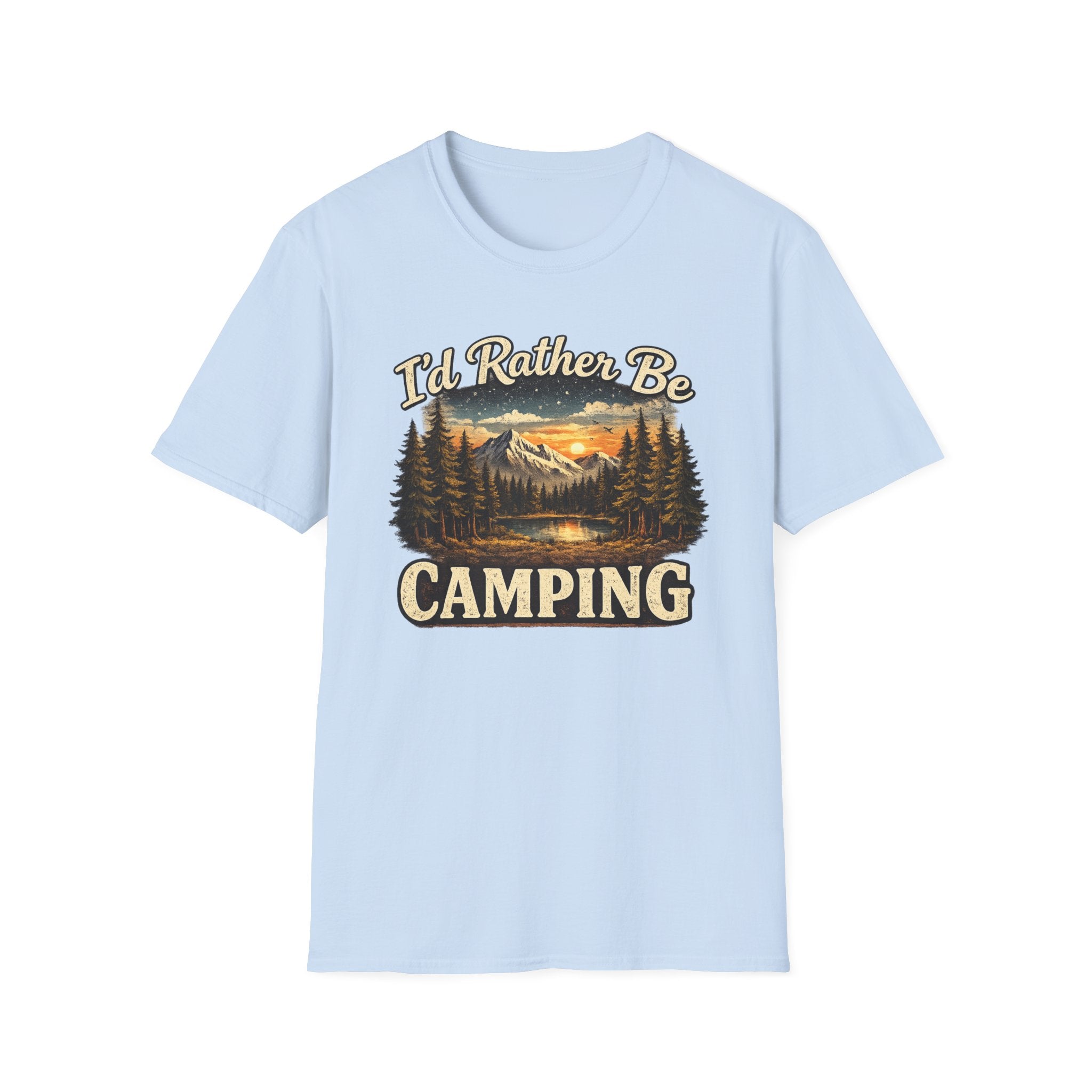 I'd Rather Be Camping T-Shirt | Mountain Forest Sunset Camping Shirt