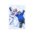 Buffalo Football Player and Coach Making Snow Angels Kiss-Cut Sticker | Winter Scene