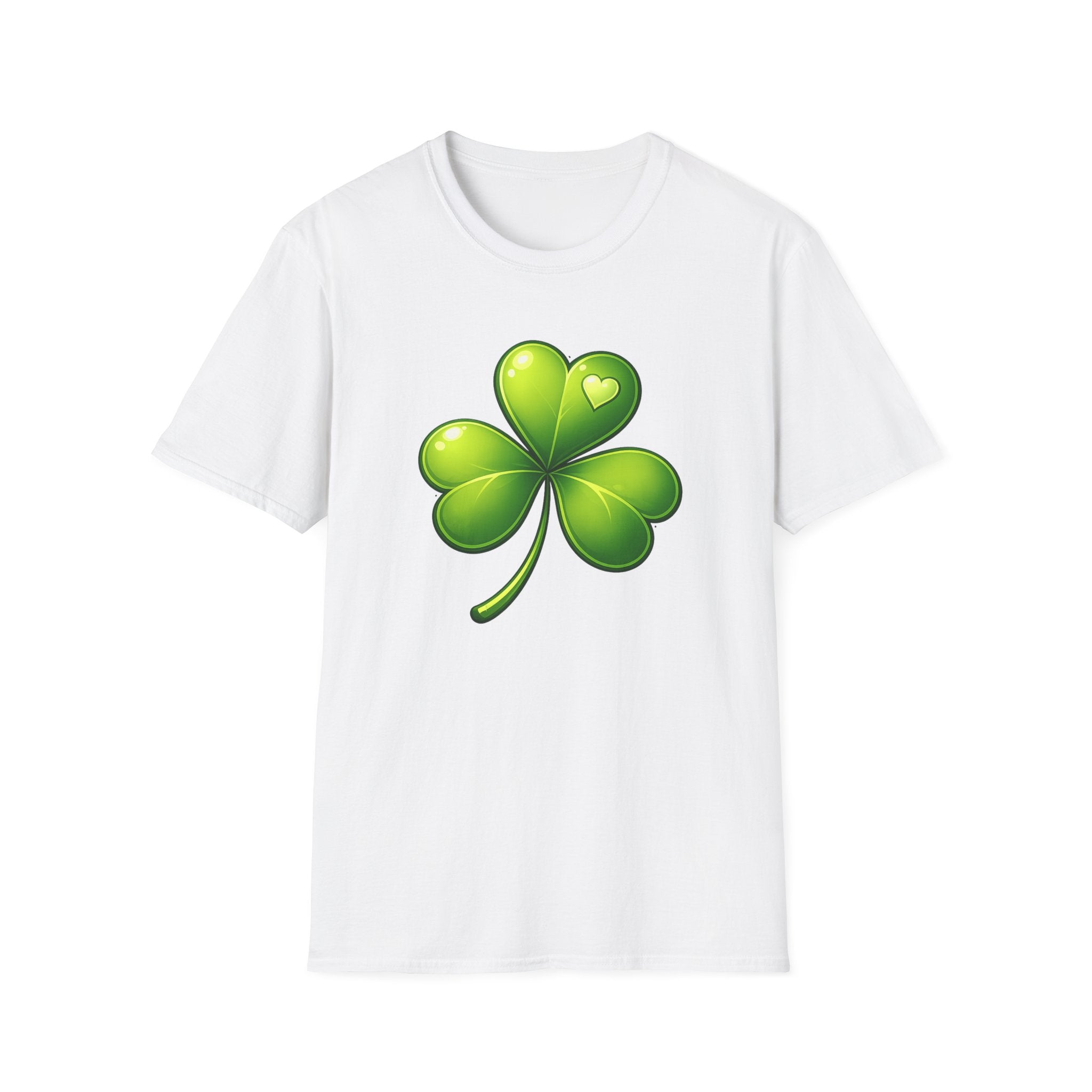 Green Shamrock with heart T-Shirt | Shamrock St. Patrick's Day Tee