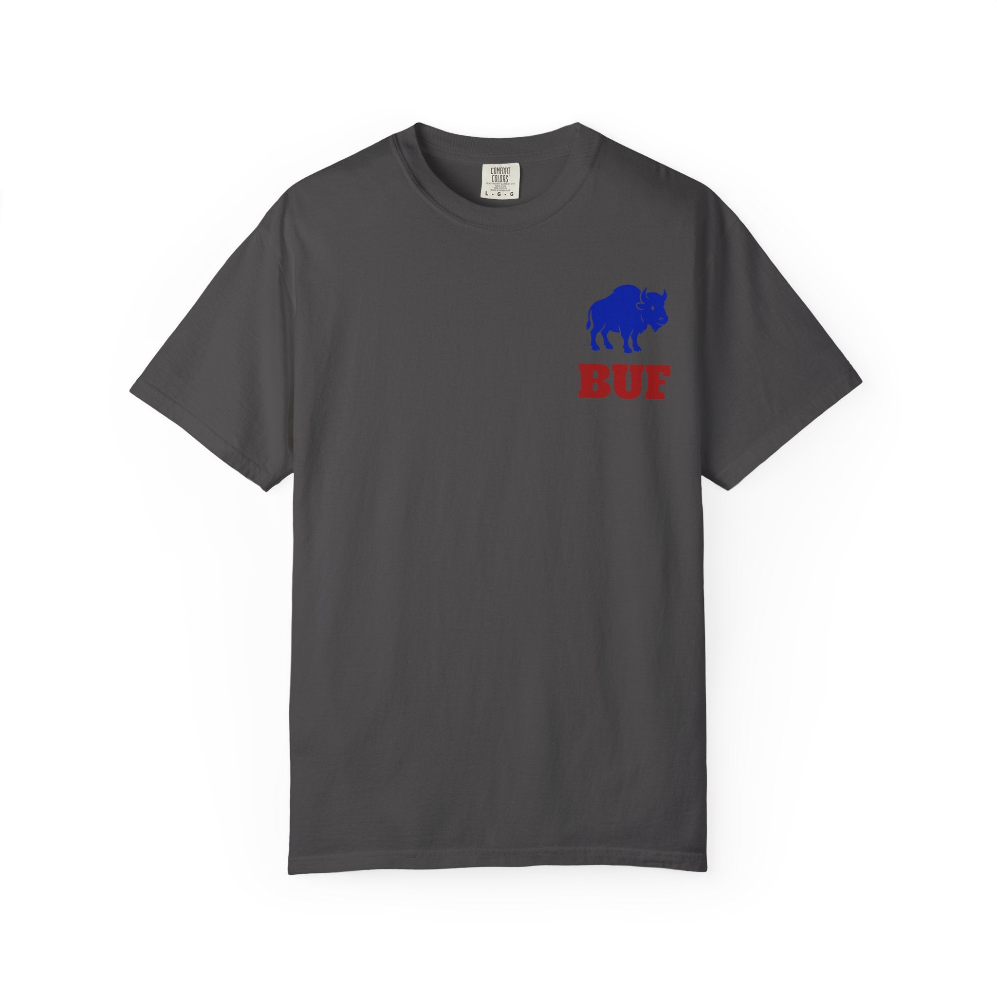 Buffalo Logo BUF, T-Shirt | Blue Buffalo Silhouette with Red Text