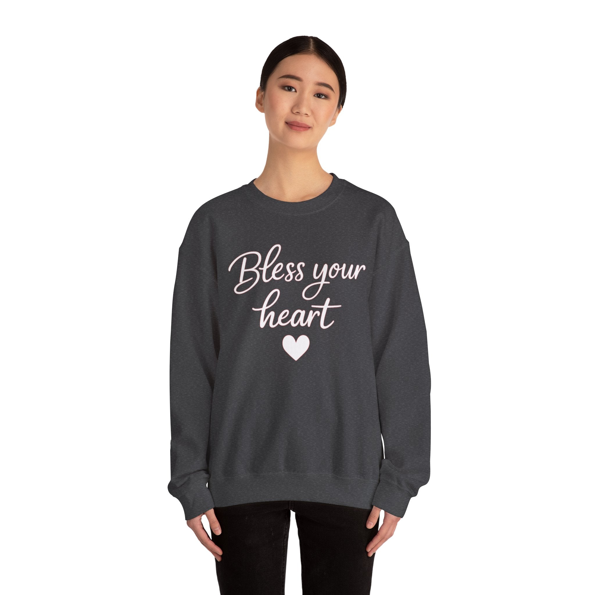 Bless Your Heart crewneck sweatshirt | Script text with heart design