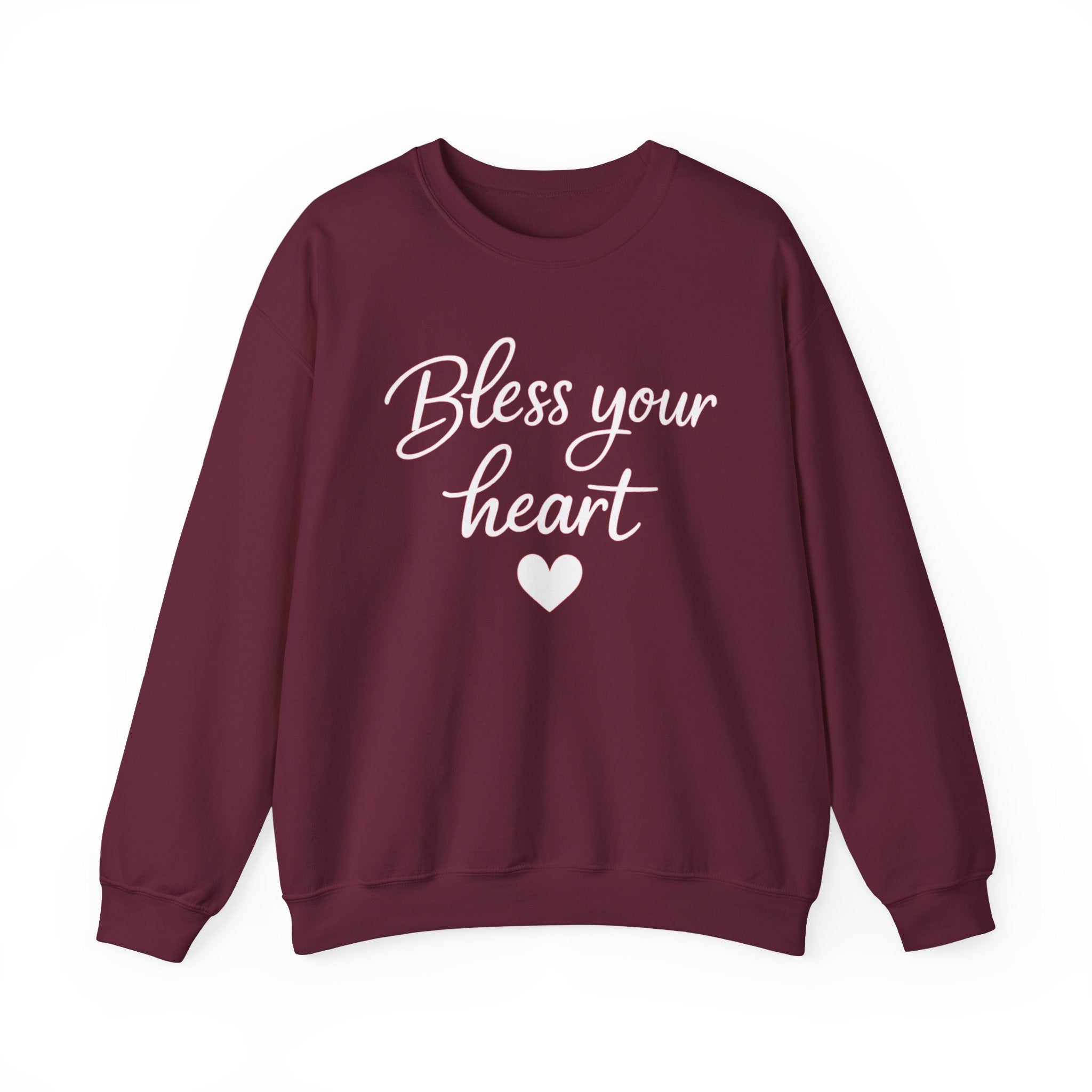 Bless Your Heart crewneck sweatshirt | Script text with heart design
