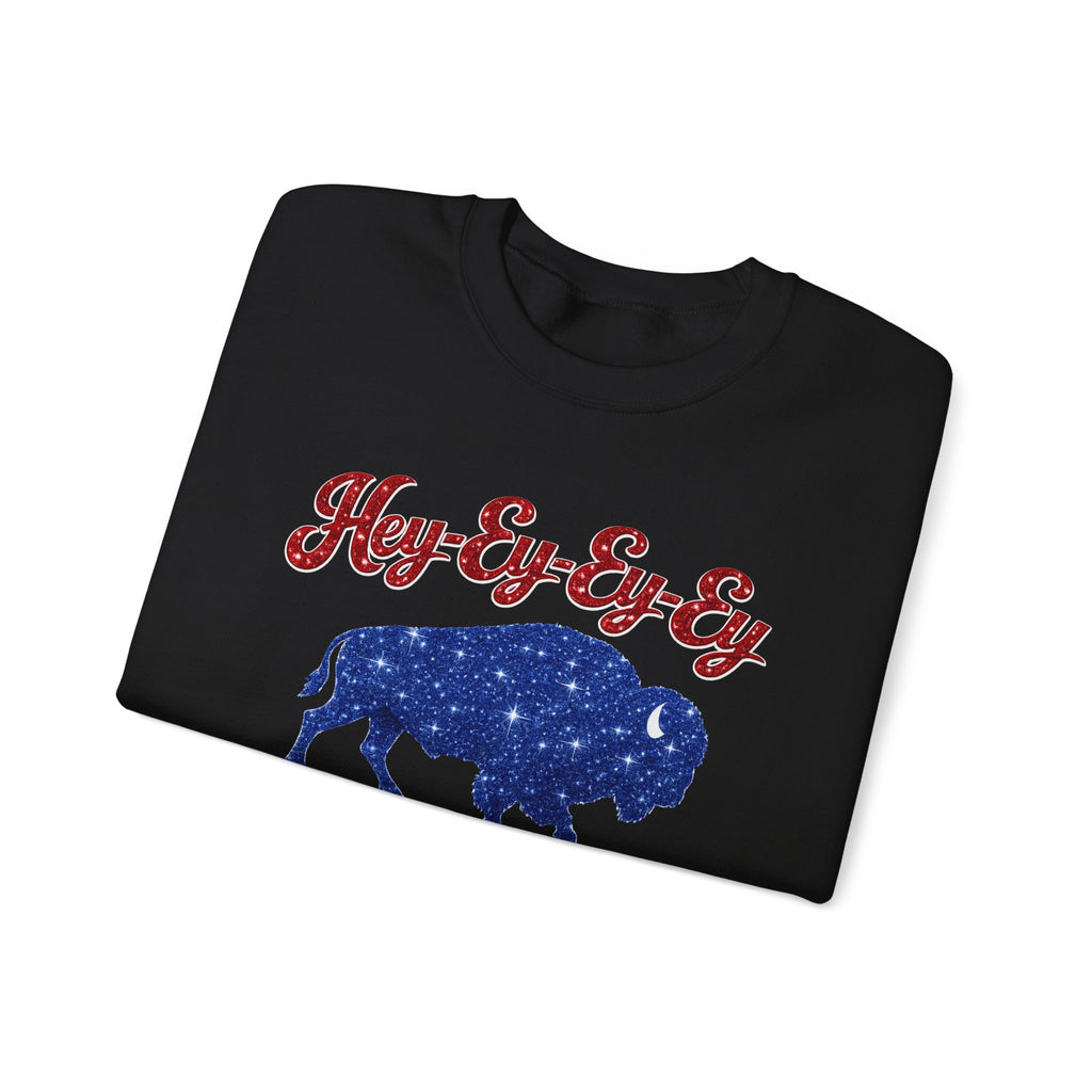 Hey-Ey-Ey Buffalo crewneck sweatshirt | Starry silhouette, rustic buffalo